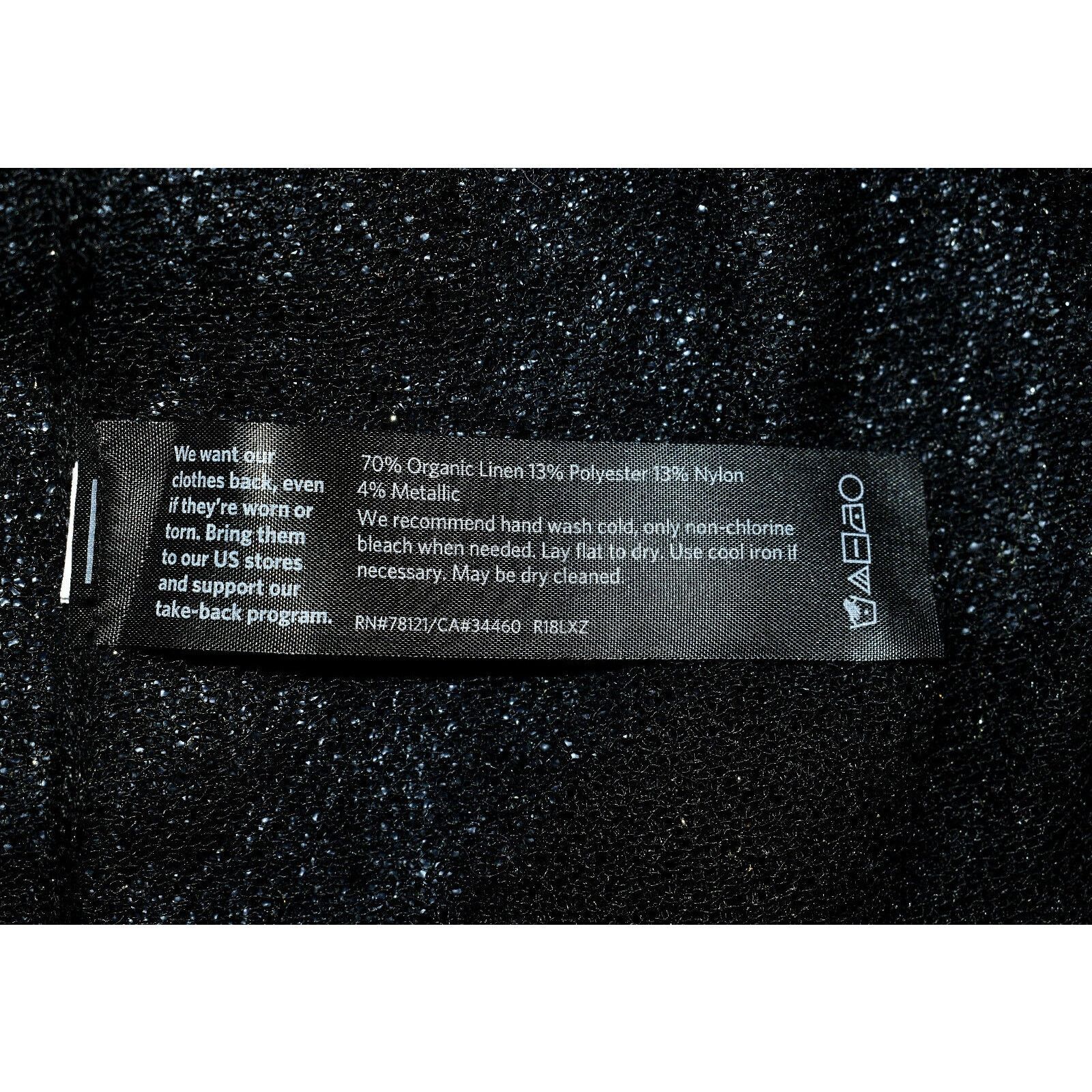 Eileen Fisher NEW EILEEN FISHER Black Metallic Mesh Linen Blend Top Sz XS Size XS / US 0-2 / IT 36-38 - 5 Thumbnail