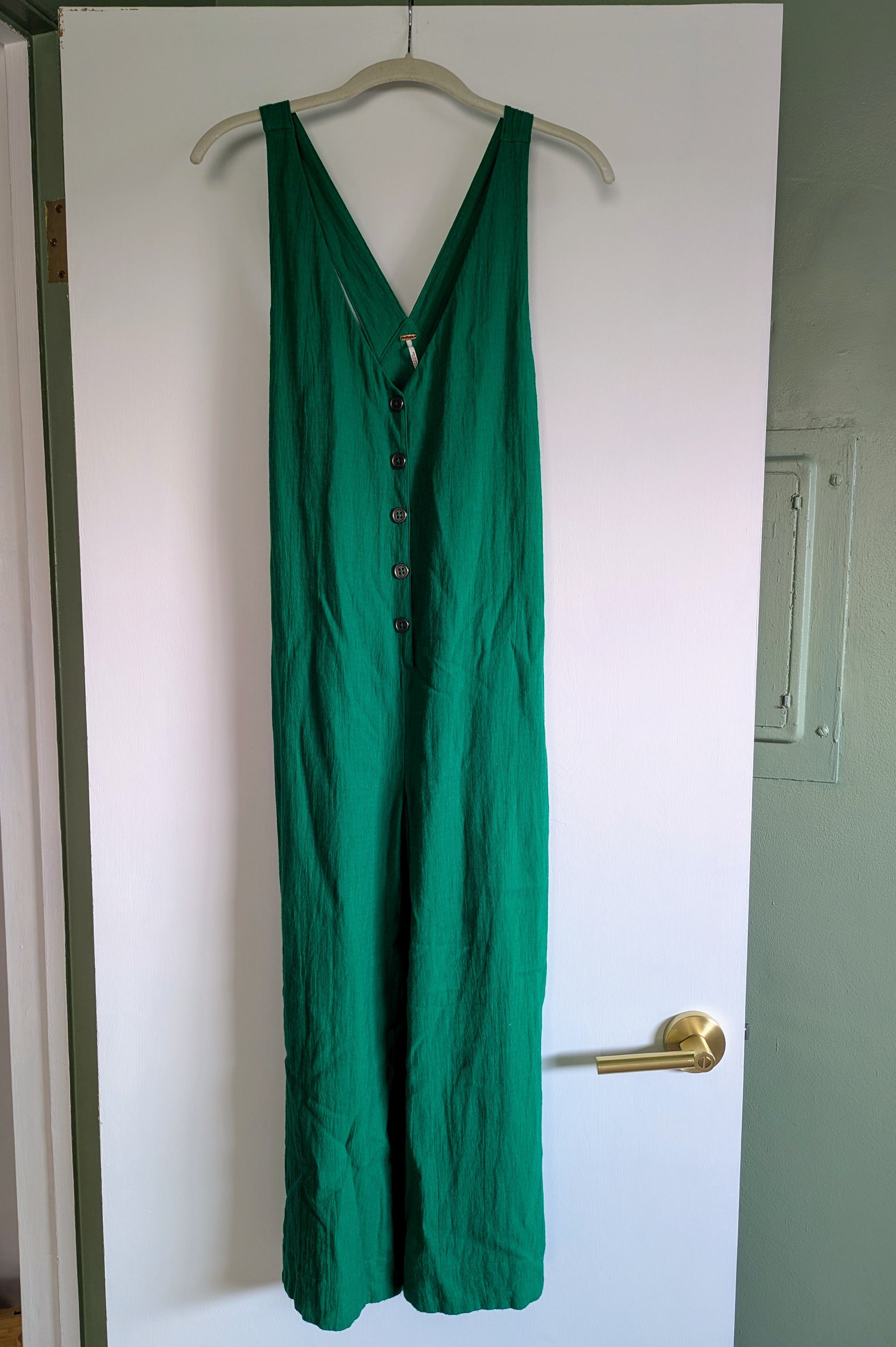 Free People Free People Jumpsuit Kelly Green Boho Overalls Jumpsuit XS Size 25" / US 0 / IT 36 - 8 Thumbnail
