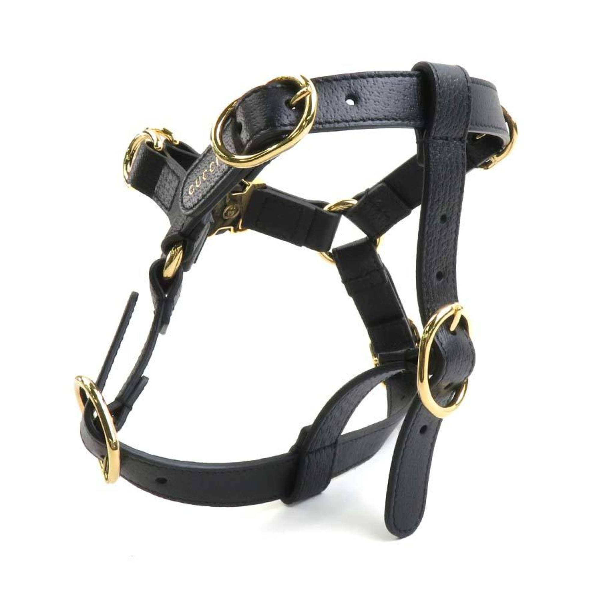 Gucci Dog Harness Leather Black Men's Women's 692963 55912g