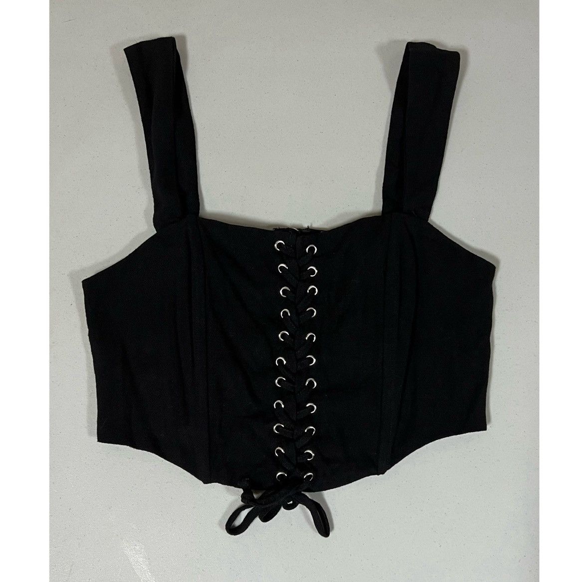 Kendall And Kylie Kendall + Kylie Black Tie-Up Corset Crop Top Shirt Size S 🖤 Size S / US 4 / IT 40 - 2 Thumbnail