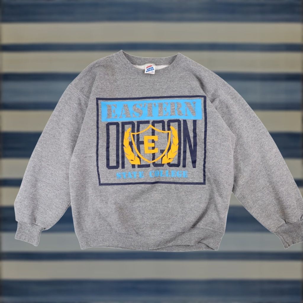 Vintage VINTAGE 90s Eastern Oregon State College Graphic Sweatshirt Gray Mens M Size US M / EU 48-50 / 2 - 1 Thumbnail