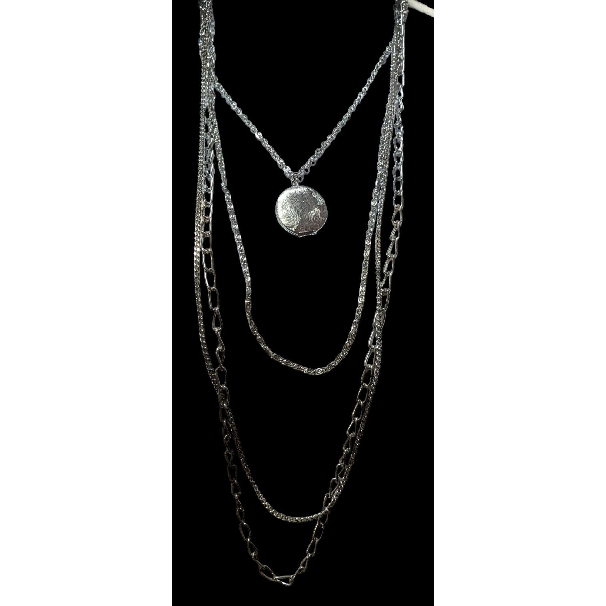 Other Silver Multilayer Chain Locket Necklace Size ONE SIZE - 2 Thumbnail