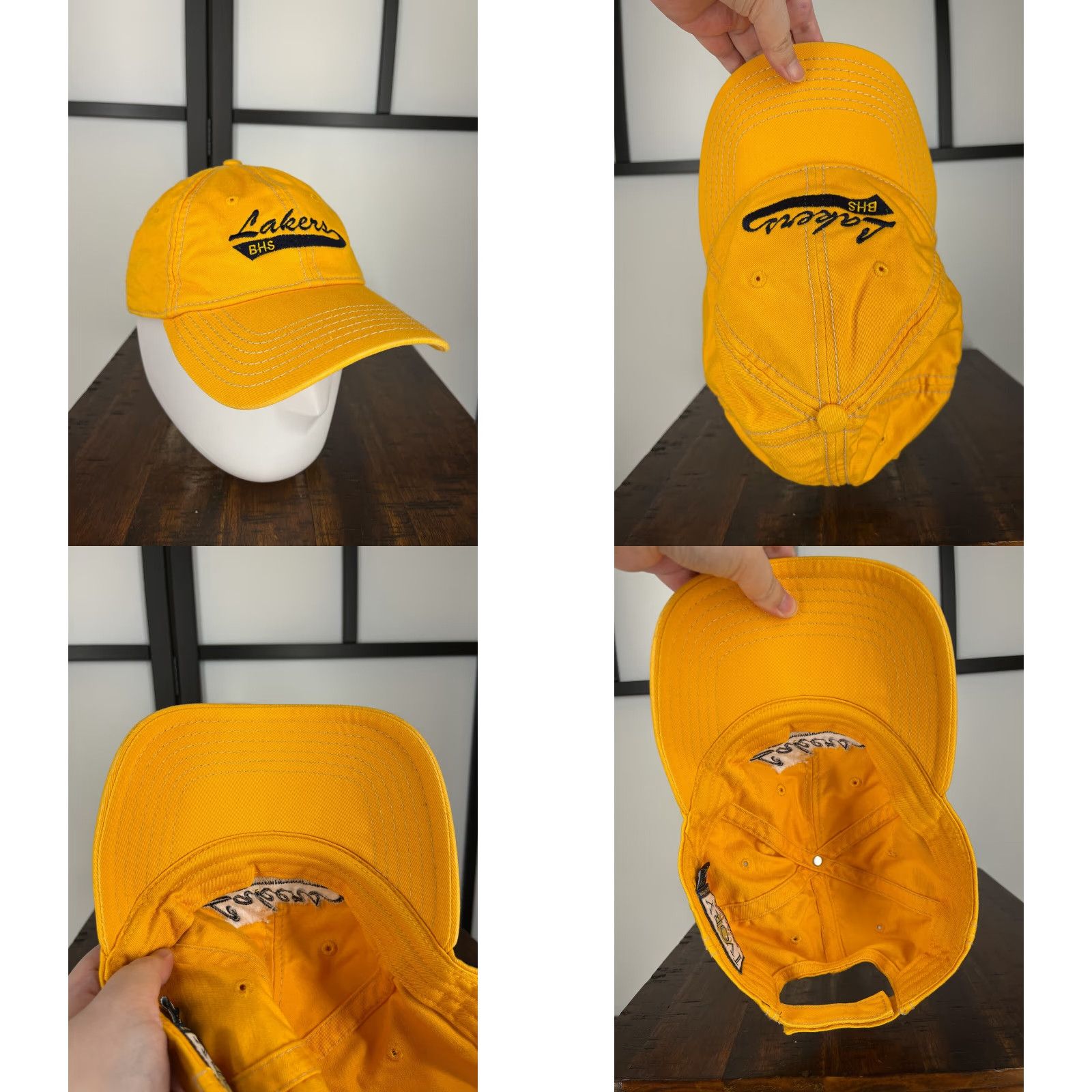 Vintage Bonneville Lakers Highschool Hat Cap Adult Yellow 100% Cotton Size ONE SIZE - 8 Thumbnail