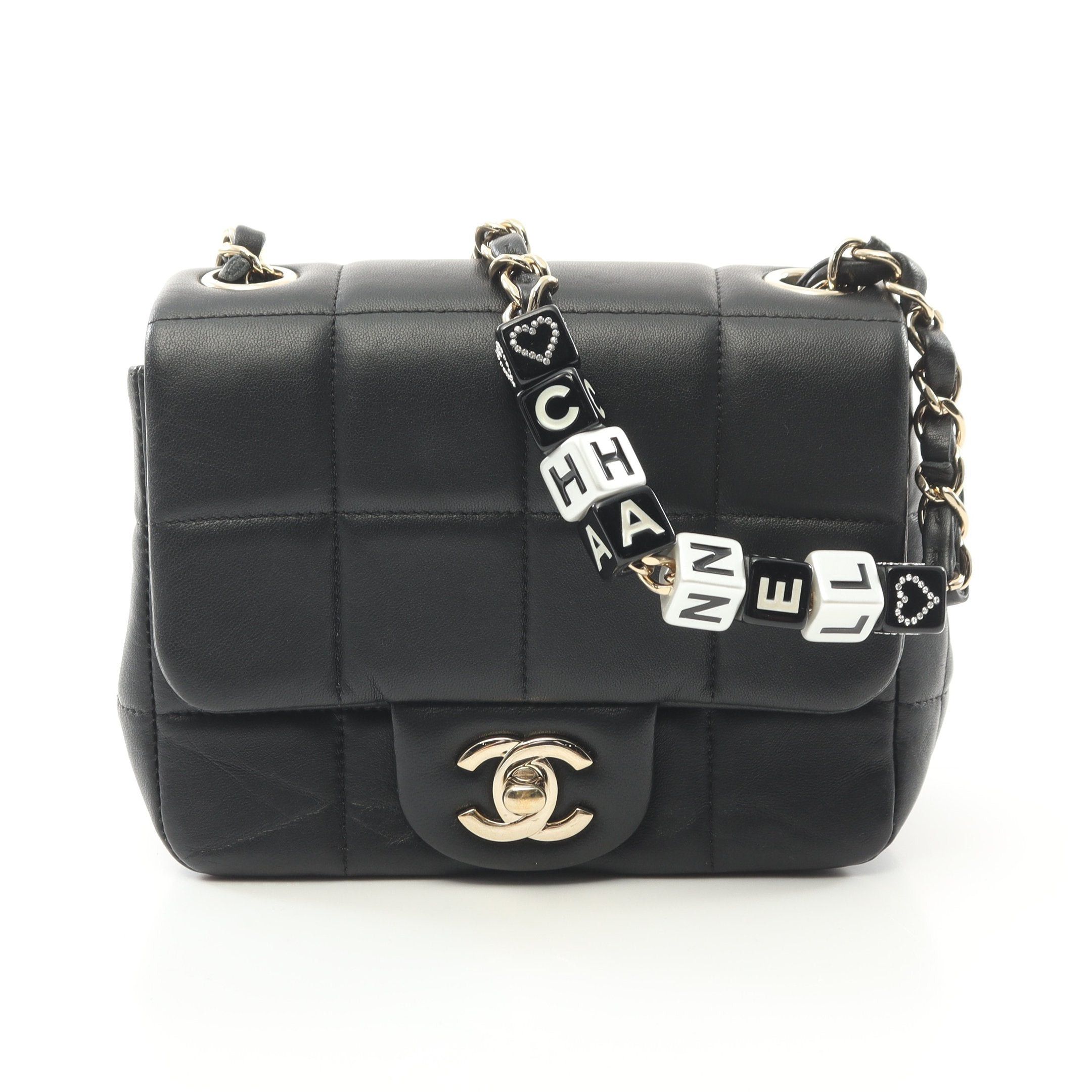 Chanel Chanel Chocolate Bar Mini Flap Chain Shoulder Bag Lambskin Black Gold Hardware Size ONE SIZE - 1 Thumbnail