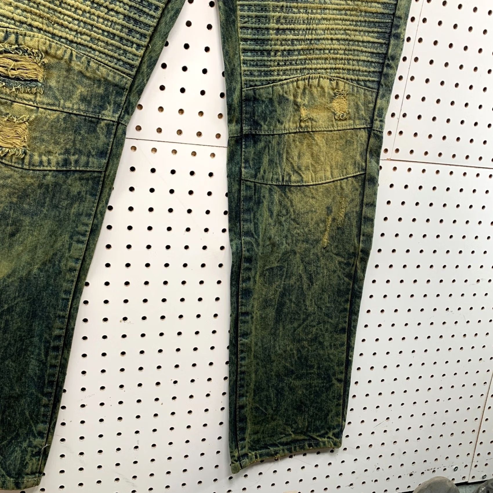 Southpole VINTAGE South Pole Moto Denim Jeans Mens 38x34 Green Acid Wash 38x33 Fits 90s Y2K Straight Jeans Mens Size US 38 / EU 54 - 6 Thumbnail