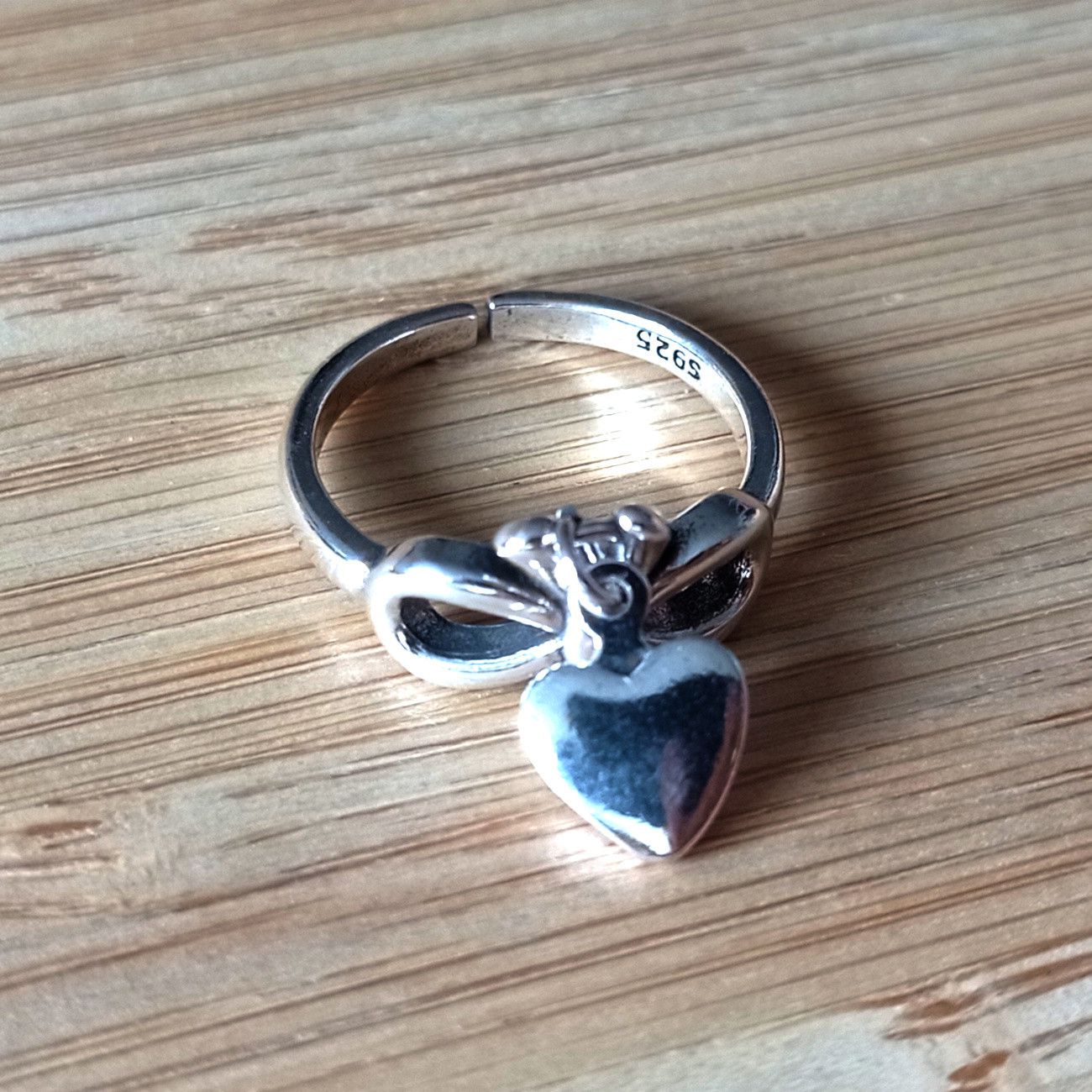 Designer × Vintage Vintage Romance Heart Float Drop 925 Silver Ring Glamor Rave Size ONE SIZE - 1 Thumbnail