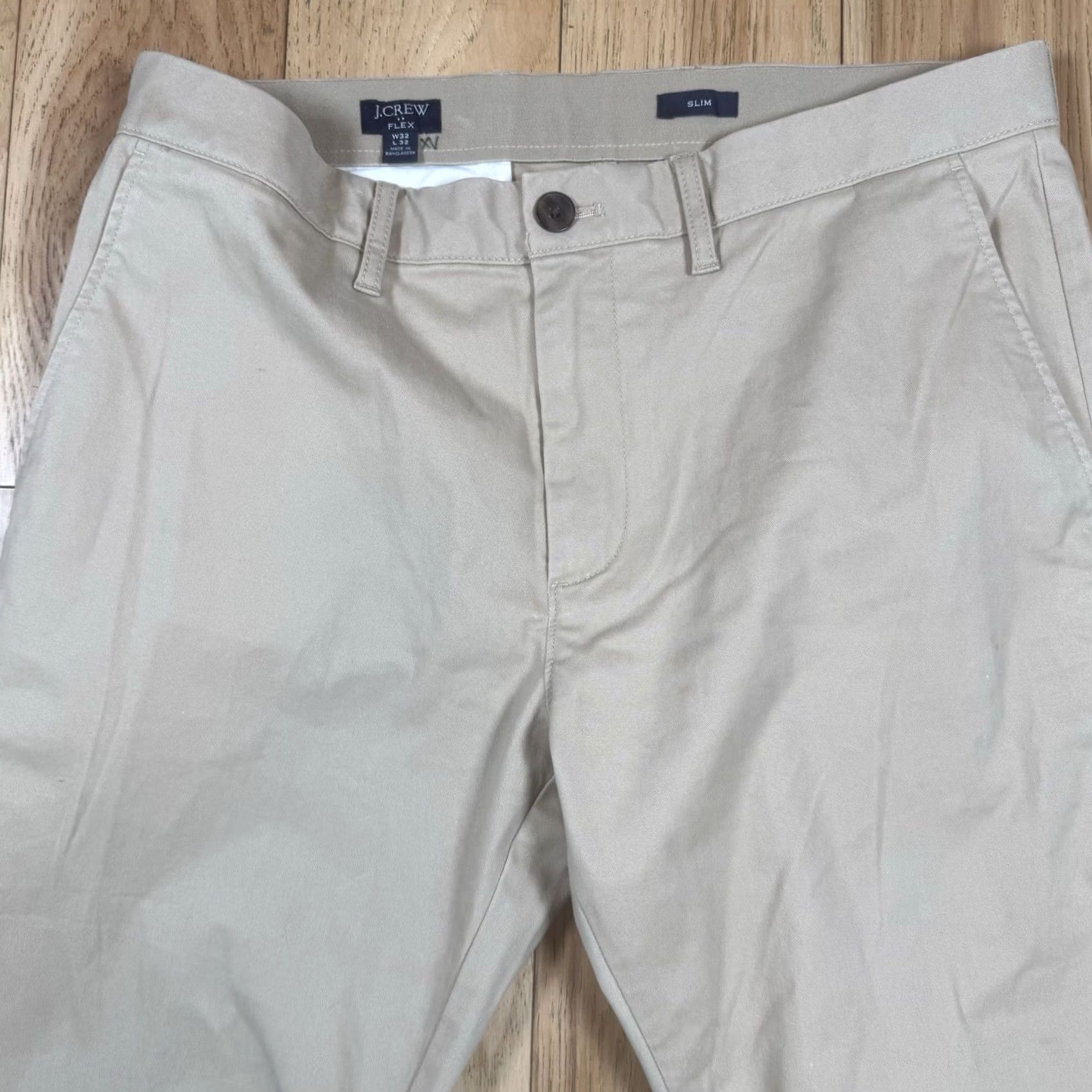 J.Crew J.CREW Chino Pants Mens 32x32 Straight Slim Flex Stretch Cotton Workwear Casual Beige 32 Inseam Slim Leg Style Straight Men's Pants Size US 32 / EU 48 - 2 Thumbnail