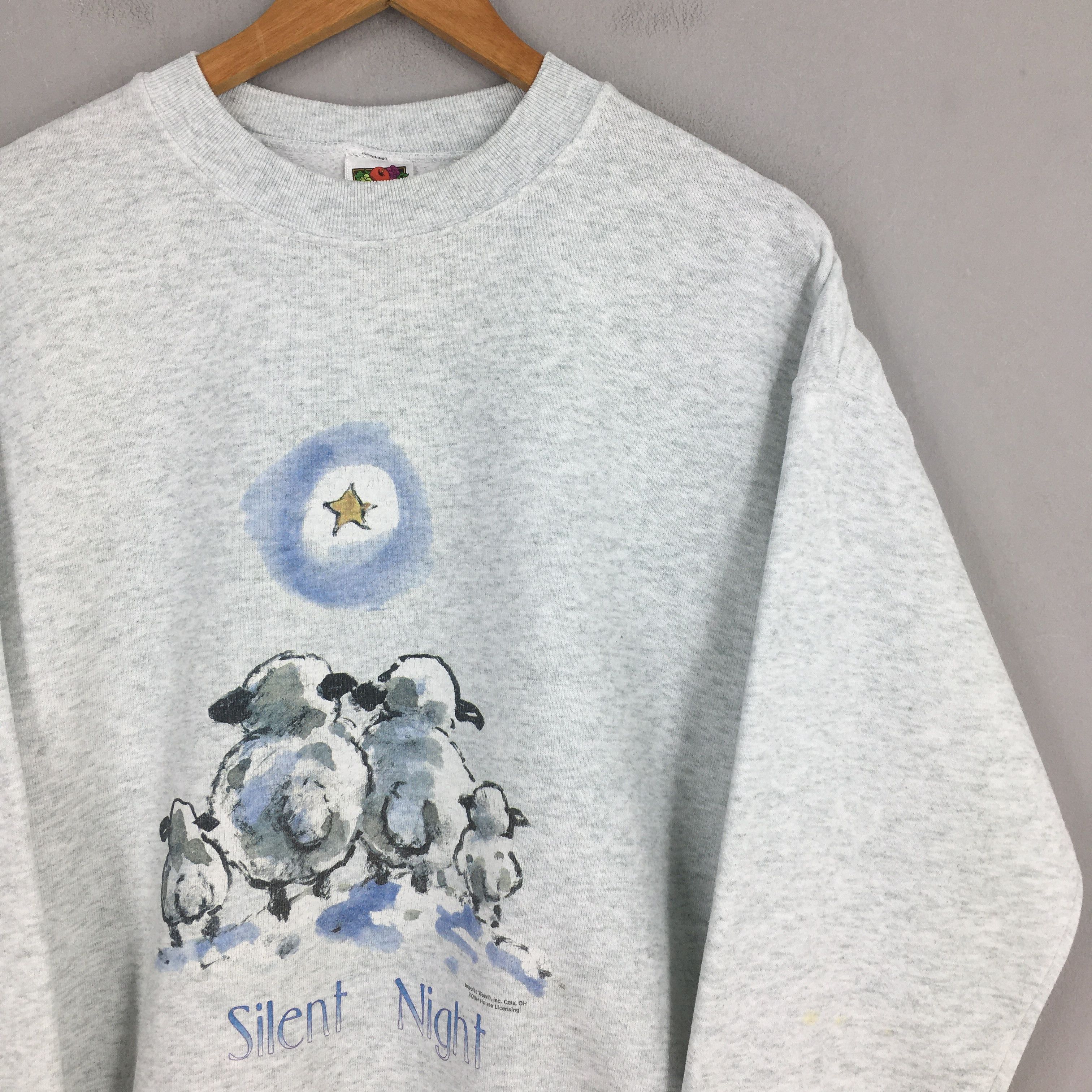 Other Vintage Silent Night Sheep Gray Sweatshirts Large Size US L / EU 52-54 / 3 - 2 Thumbnail