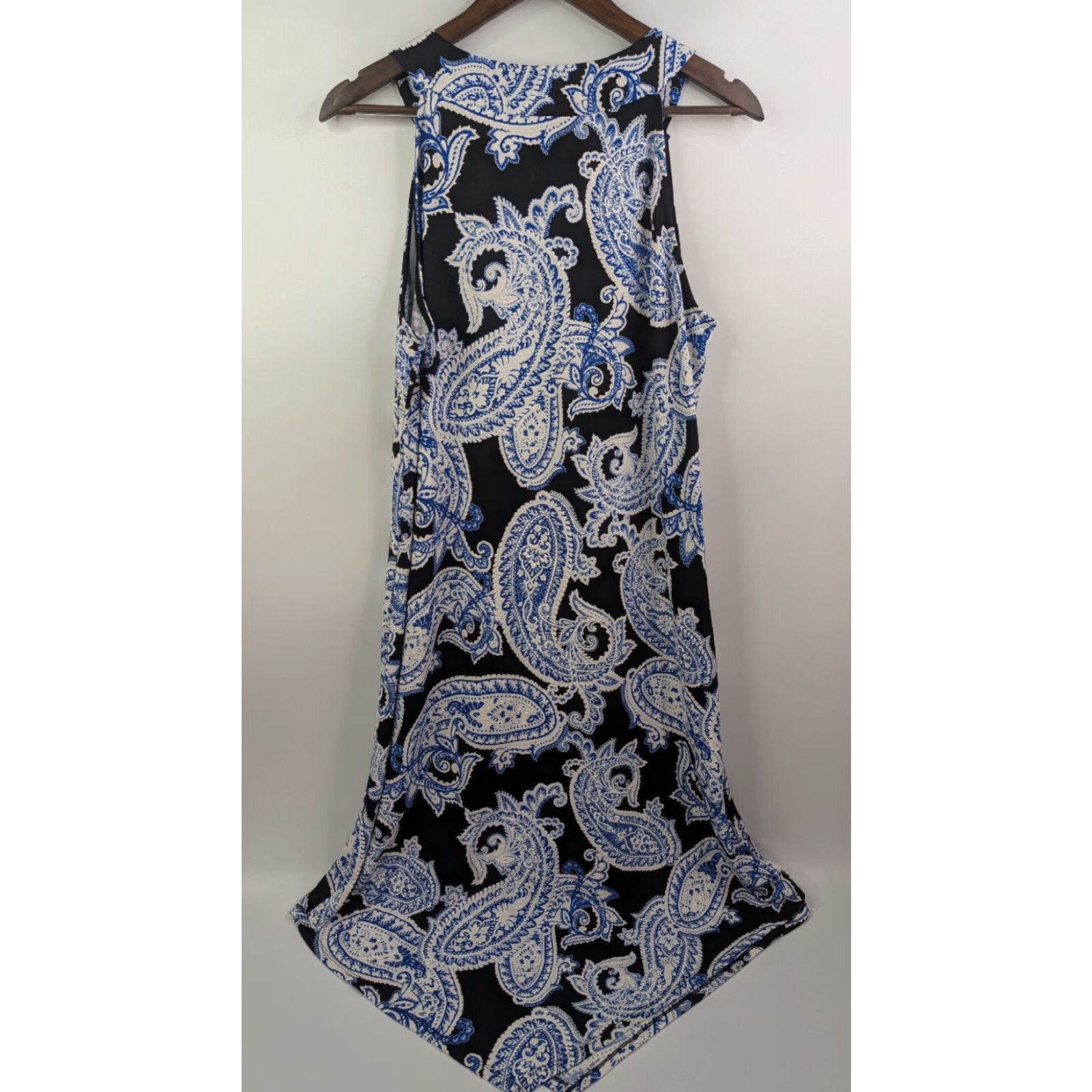 Vintage Dana Buchman Dress Sleeveless A-Line Casual Large Blue Paisley Print Knee Length Women Size L / US 10 / IT 46 - 4 Thumbnail
