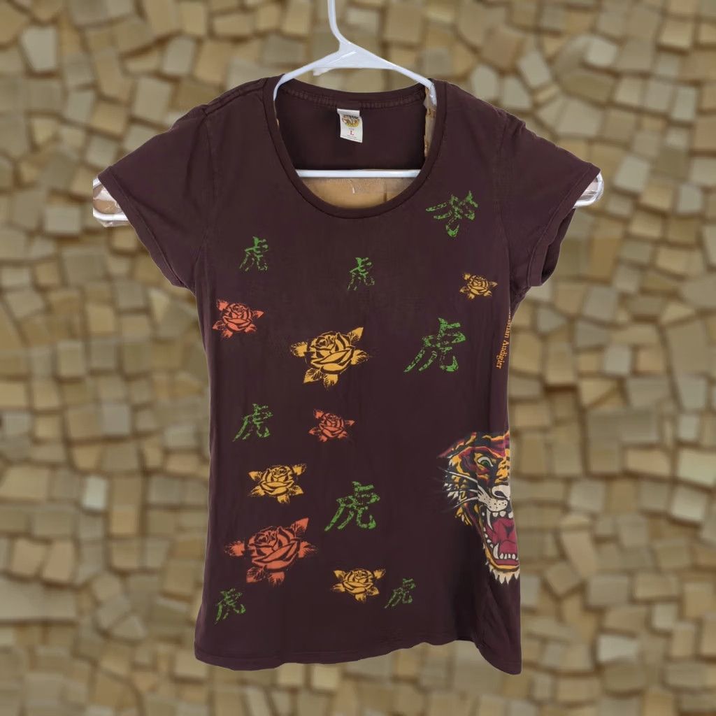 Ed Hardy Vintage Ed Hardy Womens Shirt Large Tiger Roses Slim Knit Casual Travel Apparel Size L / US 10 / IT 46 - 1 Thumbnail