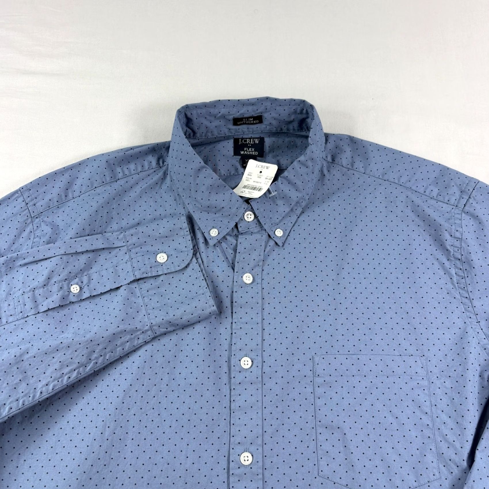 J.Crew VINTAGE J.CREW Shirt Mens Blue Polka Dot Button-Up Slim Untucked Fit Washed NEW Size US XXL / EU 58 / 5 - 2 Thumbnail