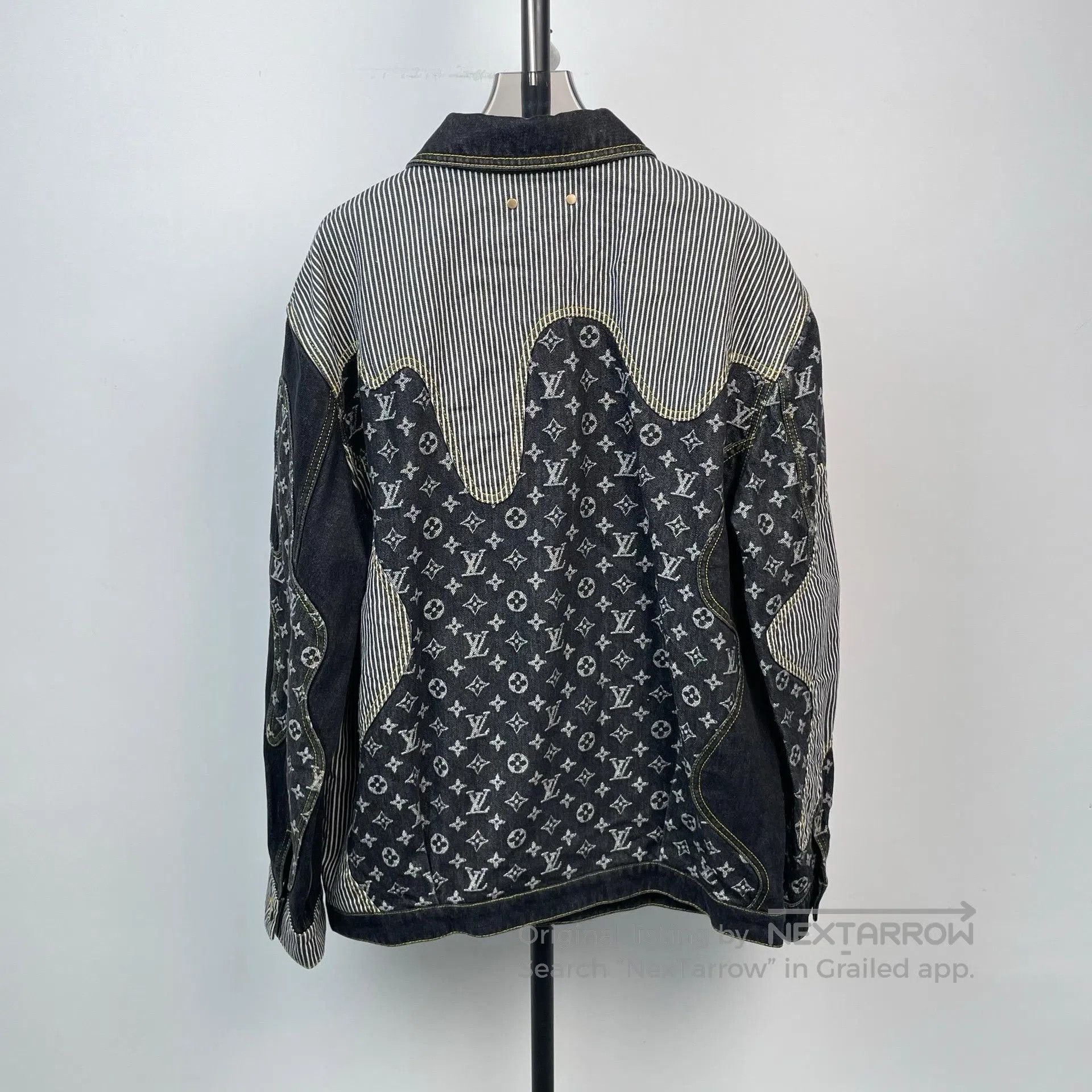 Louis Vuitton Louis Vuitton Black Full Logo Patchwork Denim Jacket| Size US M / EU 48-50 / 2 - 2 Thumbnail
