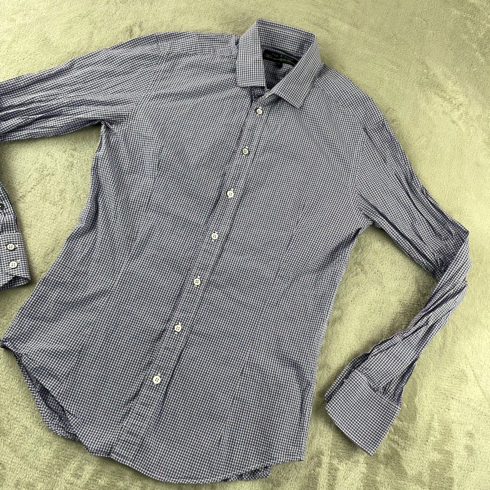 Rag & Bone rag & bone Dress Shirt Men 15 Purple Gingham Check Luxury Designer Long Sleeve Shirt Mens Size 40R - 5 Thumbnail
