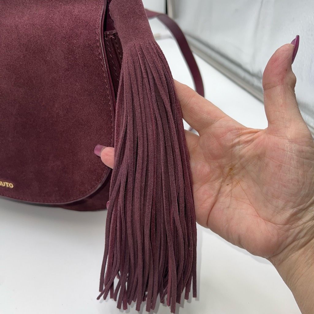 Vince Camuto Vince Camuto Deep Eggplant Purple Suede & Leather Saddle Bag Size ONE SIZE - 4 Thumbnail