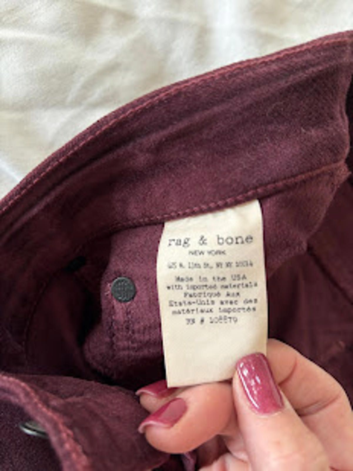 Rag & Bone Rag & Bone High Rise Skinny Velvet Size 27 Burgundy NWOT Size 27" / US 4 / IT 40 - 5 Thumbnail
