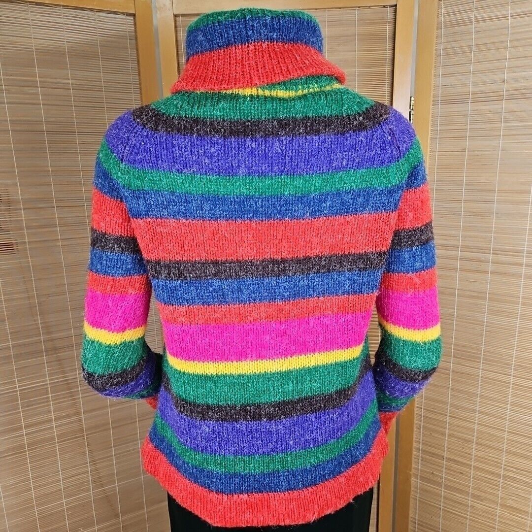 Vintage Vtg DonnKenny Cowl Neck Sweater Womens M Bold Striped Chunky Size M / US 6-8 / IT 42-44 - 3 Thumbnail