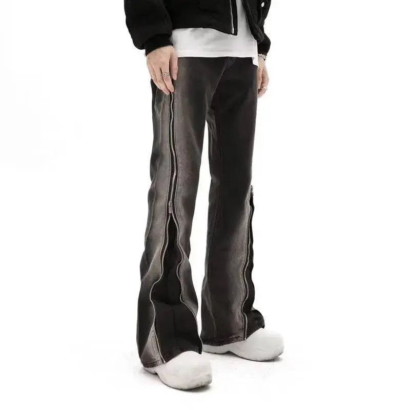 Japanese Brand × Jean Zipper Black Flare Denim Jeans Size US 34 / EU 50 - 2 Thumbnail