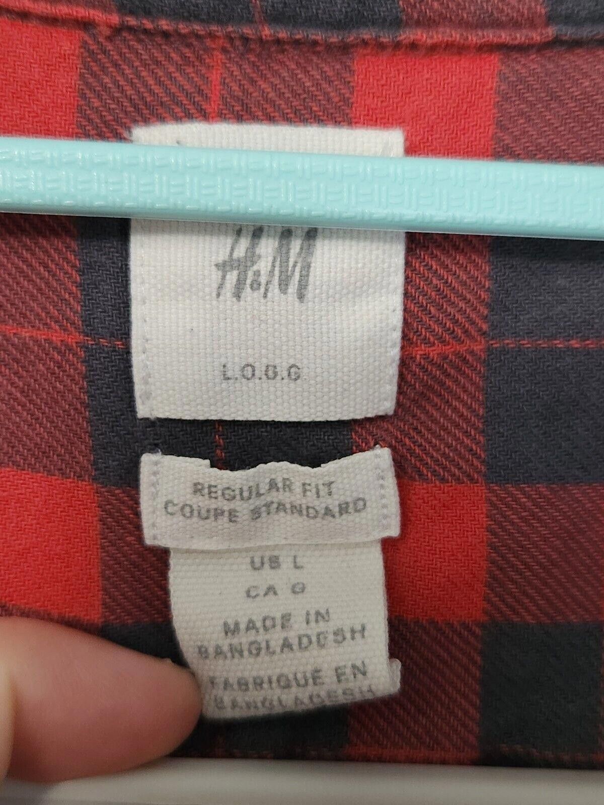 H&M HM Plaid Shirt Button Down Large Buffalo Check Red Grunge Size US L / EU 52-54 / 3 - 2 Thumbnail