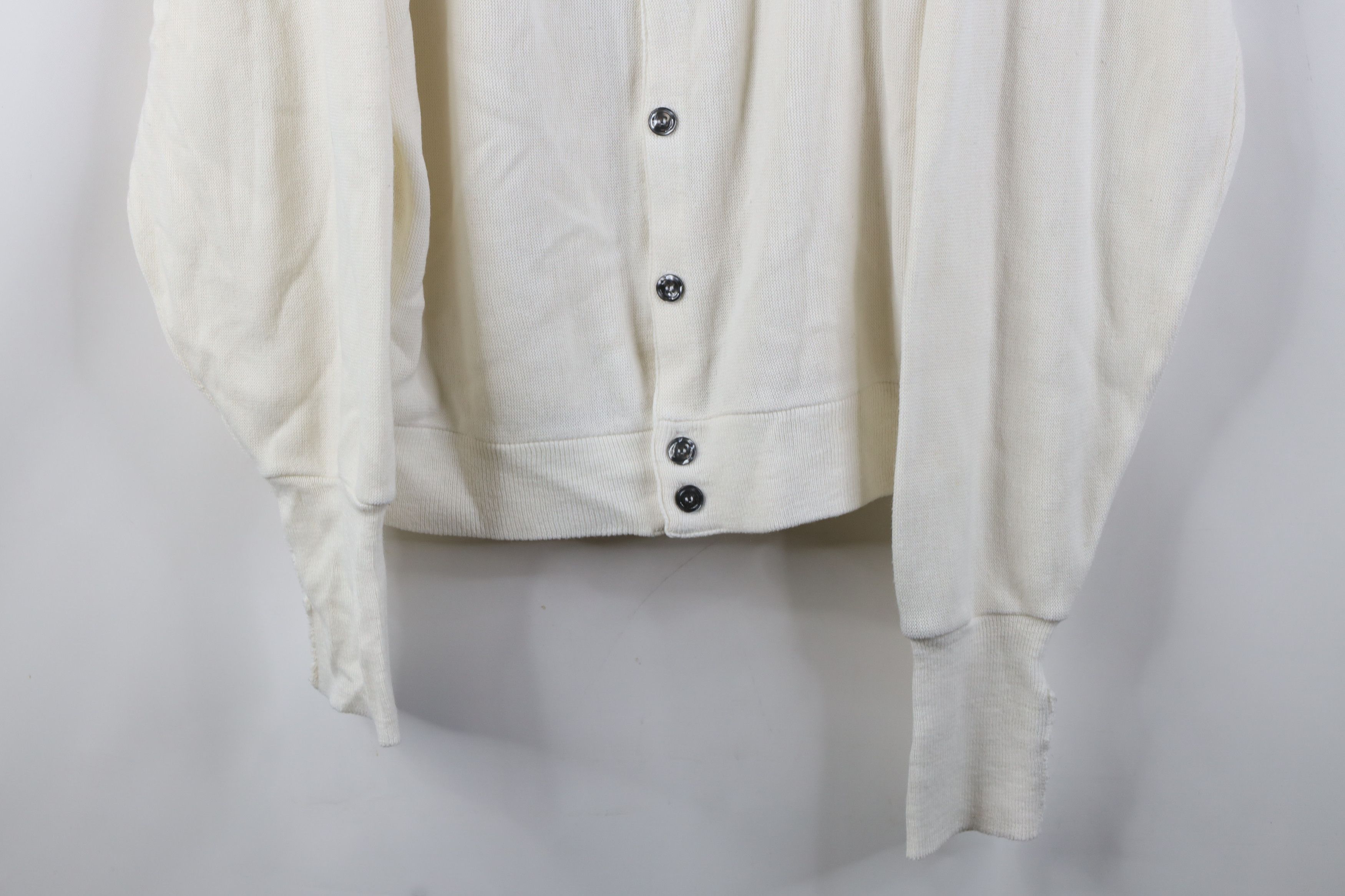 Vintage Vintage 70s Streetwear Blank Knit Cardigan Sweater Cream USA Size US XL / EU 56 / 4 - 3 Thumbnail