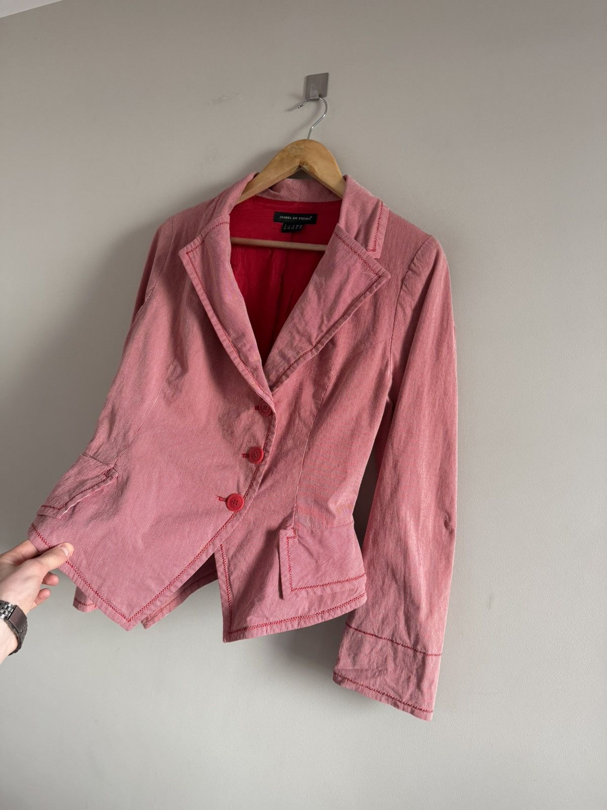 Vintage Asymmetric Tailored Blazer Pink Avant-Garde Size L / US 10 / IT 46 - 4 Thumbnail