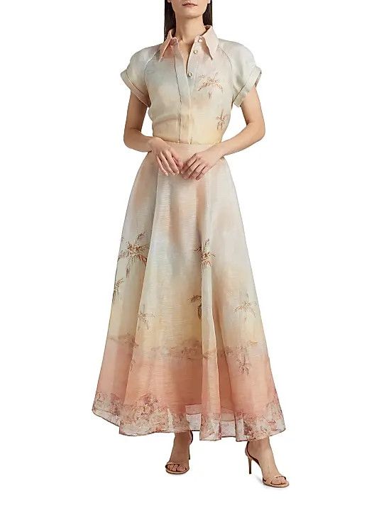 Zimmermann oc11z0226 Illuminate Fitted Blouse In Multicolor Size L / US 10 / IT 46 - 2 Thumbnail