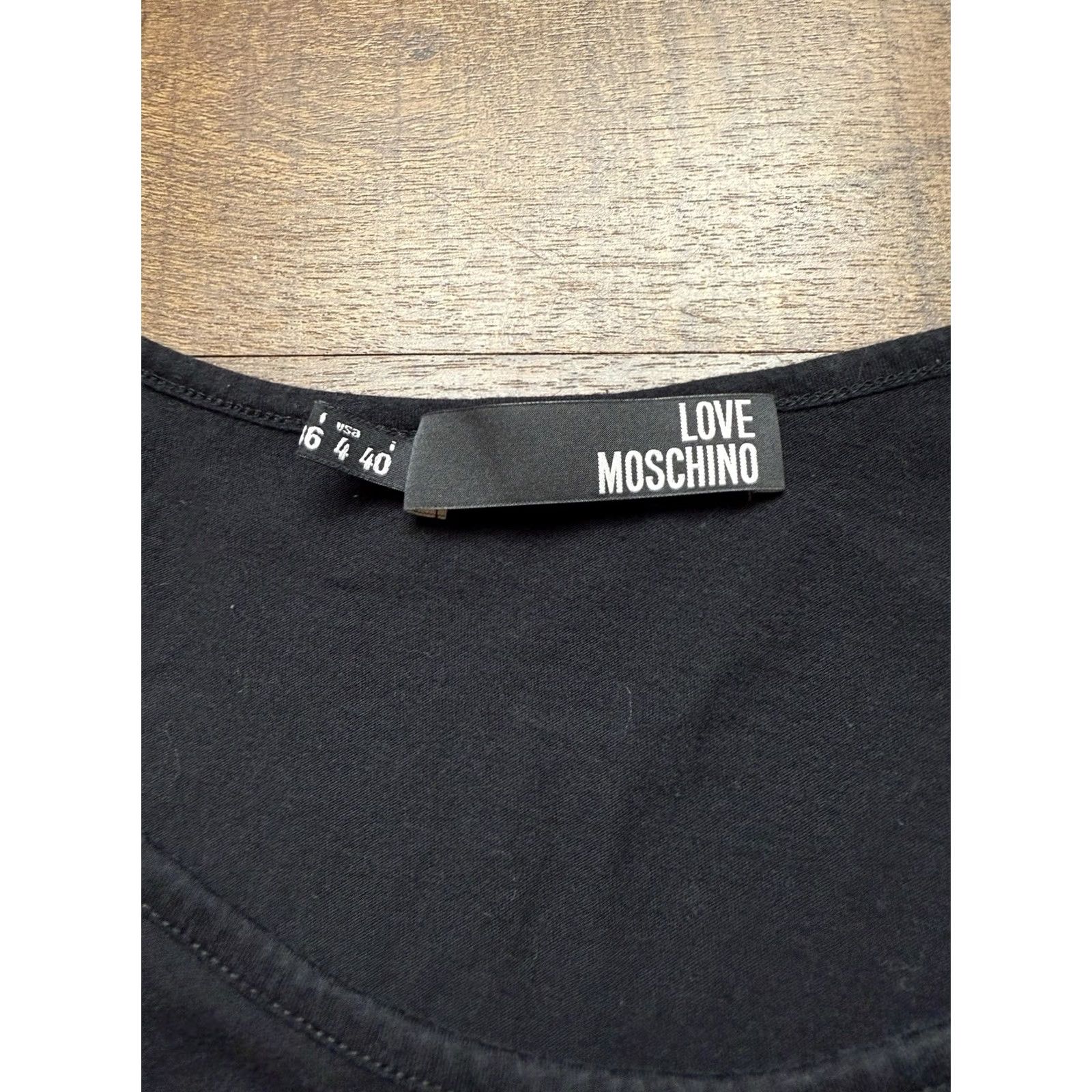 Love Moschino Love Moschino Women's Shirt Long Sleeve Black Rhinestones Crew Neck Small - Size S, T-Shirt, Casual, Cotton Blend, Love Theme, Love Moschino Size S / US 4 / IT 40 - 4 Thumbnail