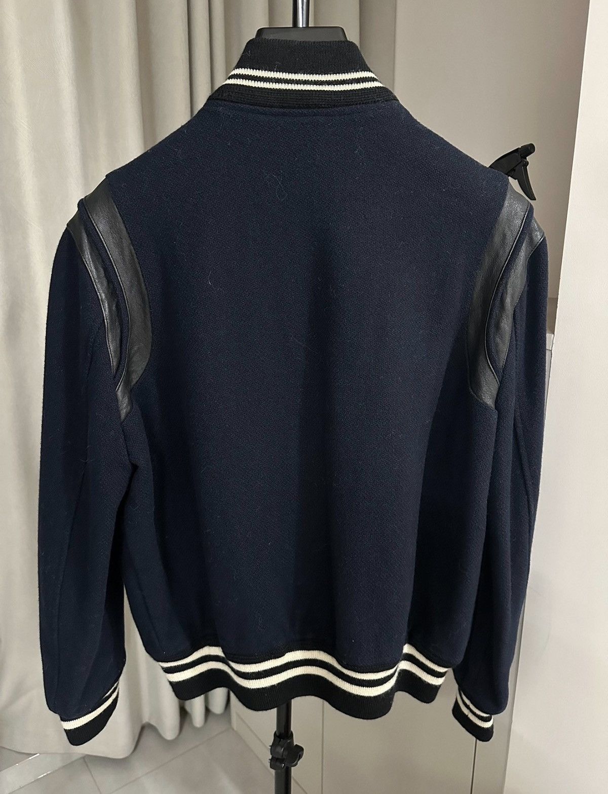 Saint Laurent Paris Saint Laurent SLP 2015FW Deep Blue Wool Teddy Varsity Jacket Size US M / EU 48-50 / 2 - 3 Thumbnail