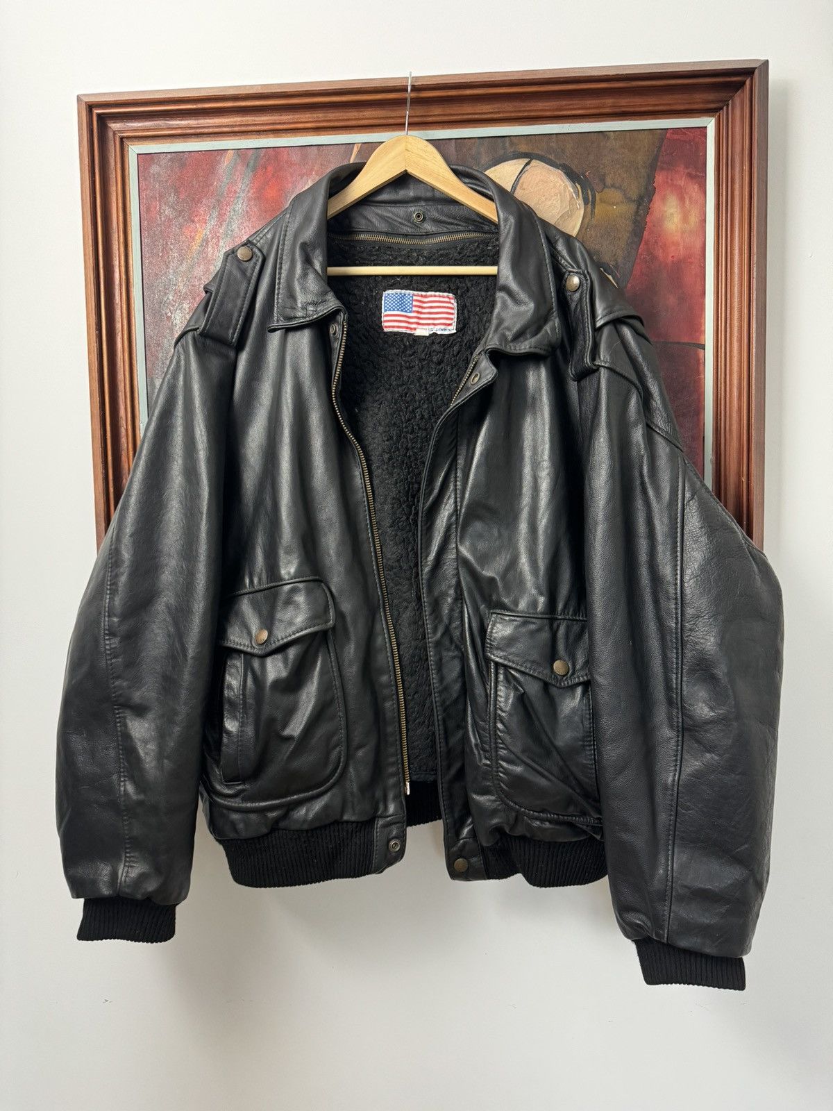 Leather × Leather Jacket × Vintage Leather Jacket USA Us Force 