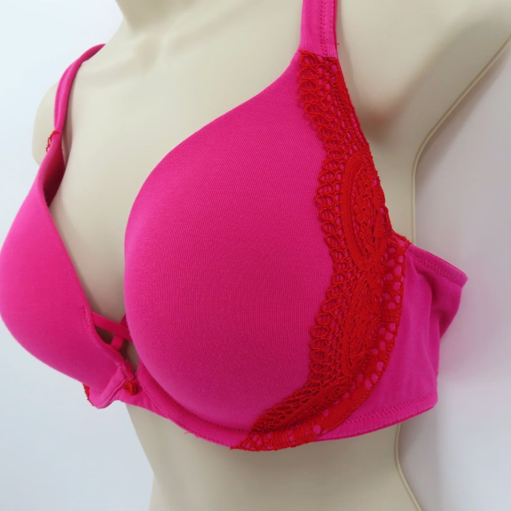 Pinko Cacique Bra 36DD Pink Lace Underwire Padded Lined Plunge T-Shirt Cup DD Womens Adult 36 Size ONE SIZE - 5 Thumbnail