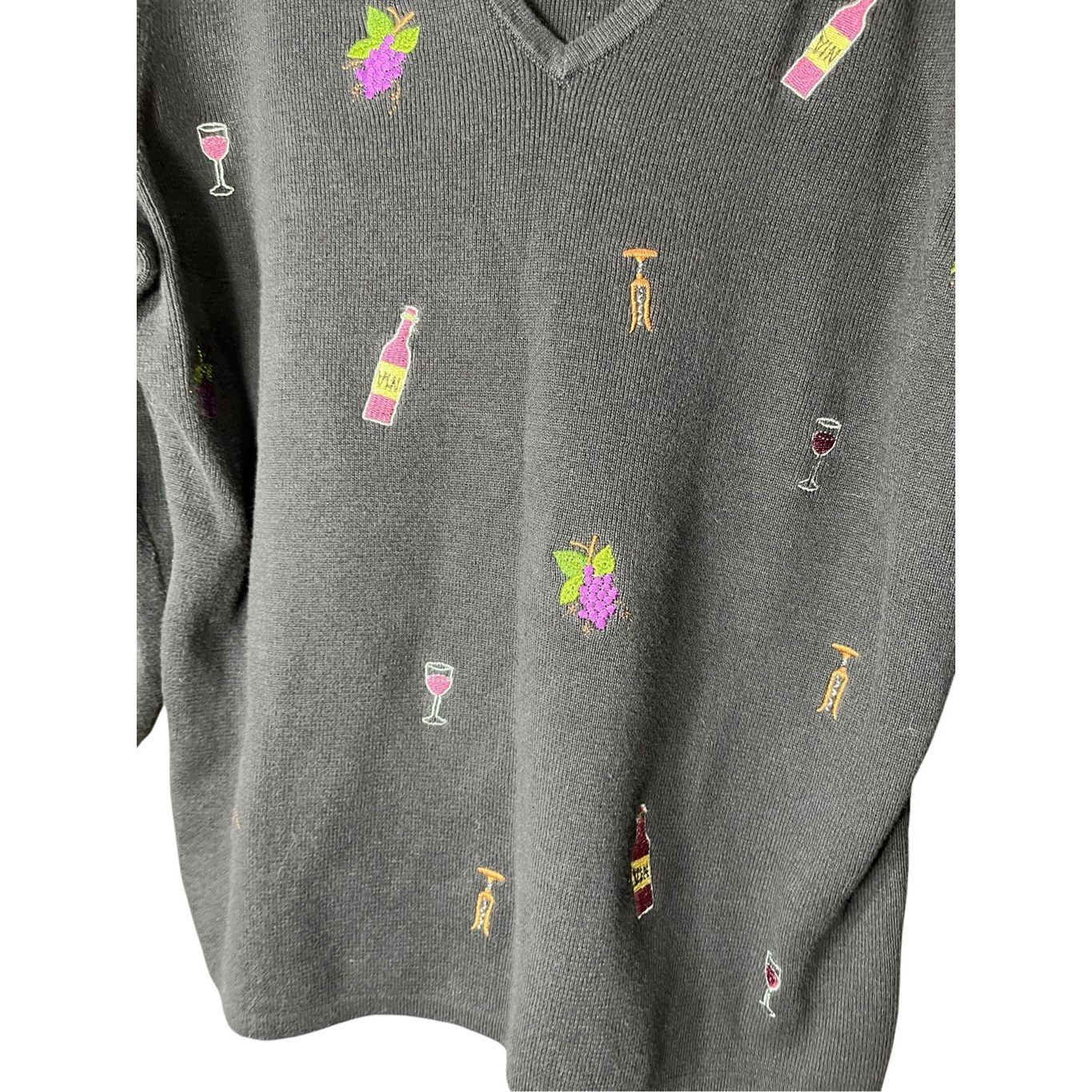 Other Vintage Lily Stanhope Wine Theme Embroidered Sweater Size La Size L / US 10 / IT 46 - 3 Thumbnail