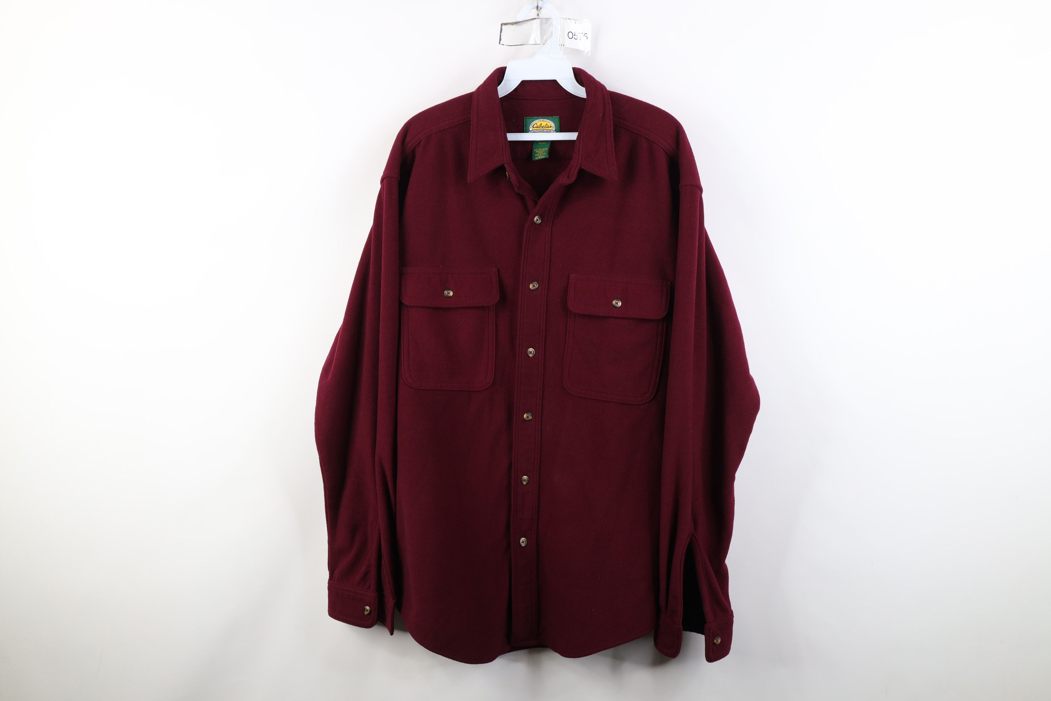 Cabelas Vintage 90s Cabelas Pocket Fleece Button Shirt Burgundy Size US XL / EU 56 / 4 - 1 Thumbnail