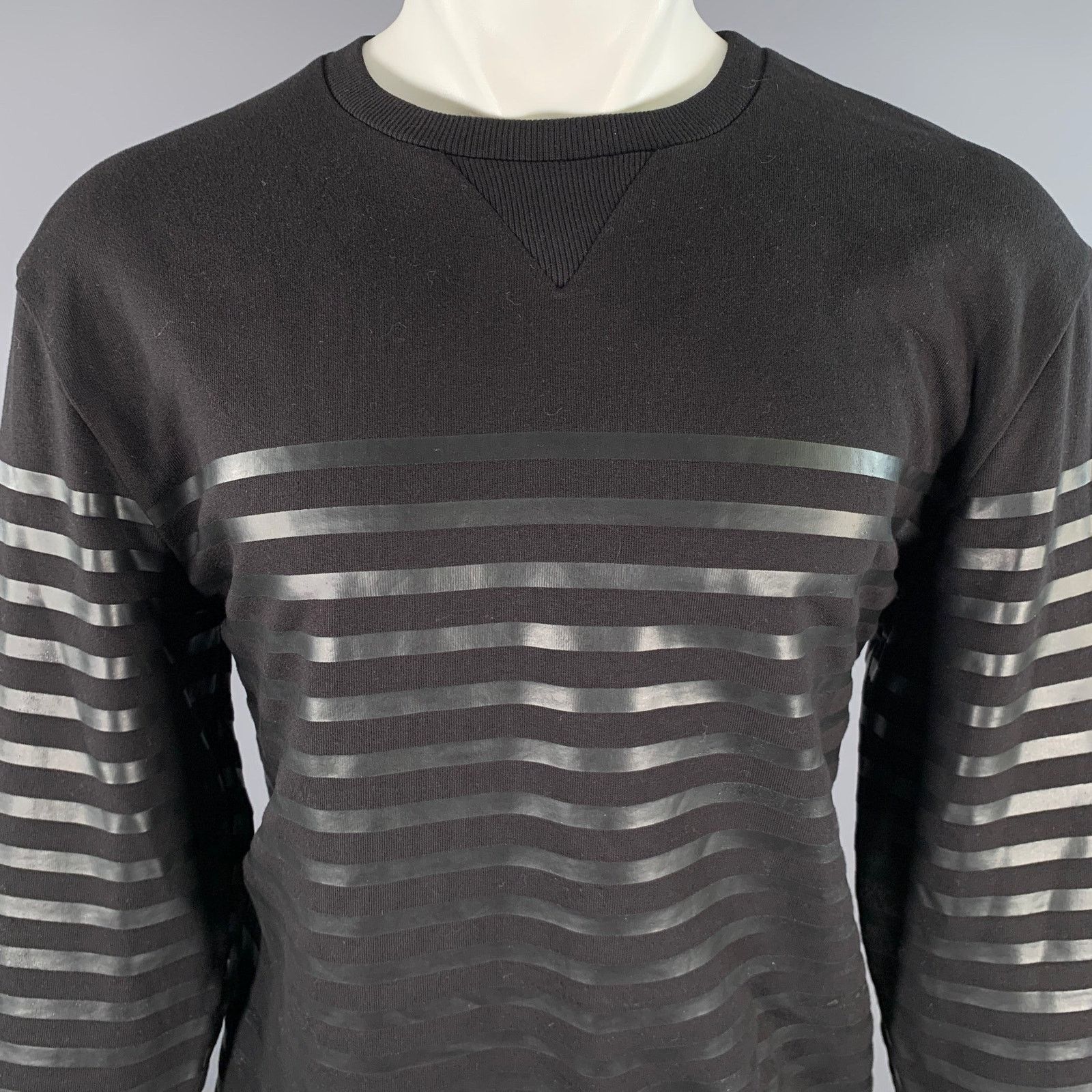 Jean Paul Gaultier JEAN PAUL GAULTIER Black Stripe Cotton Crew-Neck Pullover Size US M / EU 48-50 / 2 - 2 Thumbnail