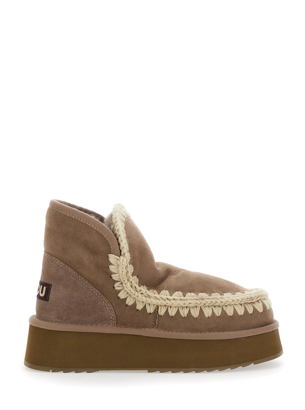 Mou 'Mini Eskimo' Brown Ankle Boots with Logo Patch on the Rear in Leather and Suede Woman Size US 9 / IT 39 - 1 Thumbnail