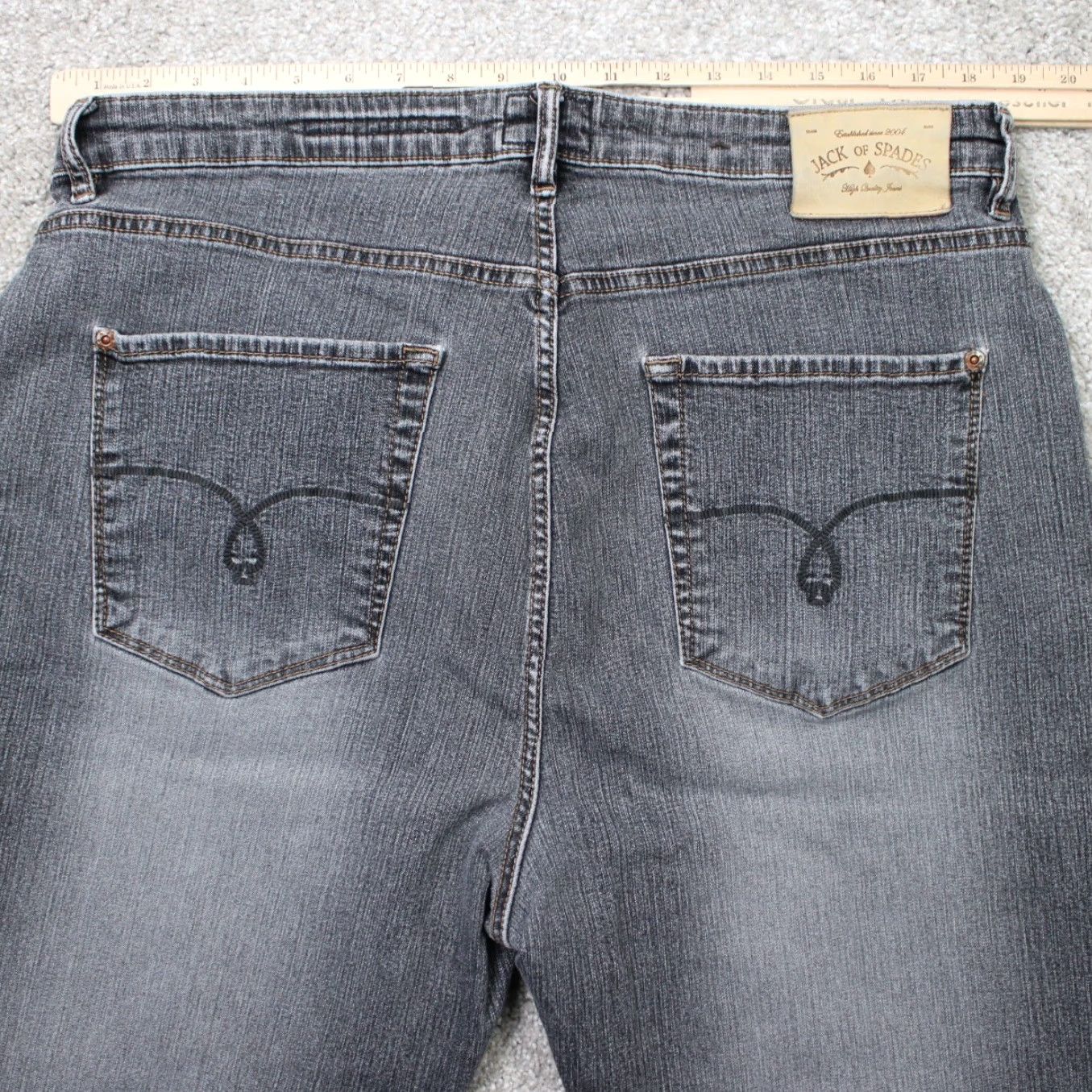 Vintage Jack of Spades Jeans Mens 40x28 Faded Black High Roller 5-Pocket Stretch Denim Jeans Size US 40 / EU 56 - 6 Thumbnail