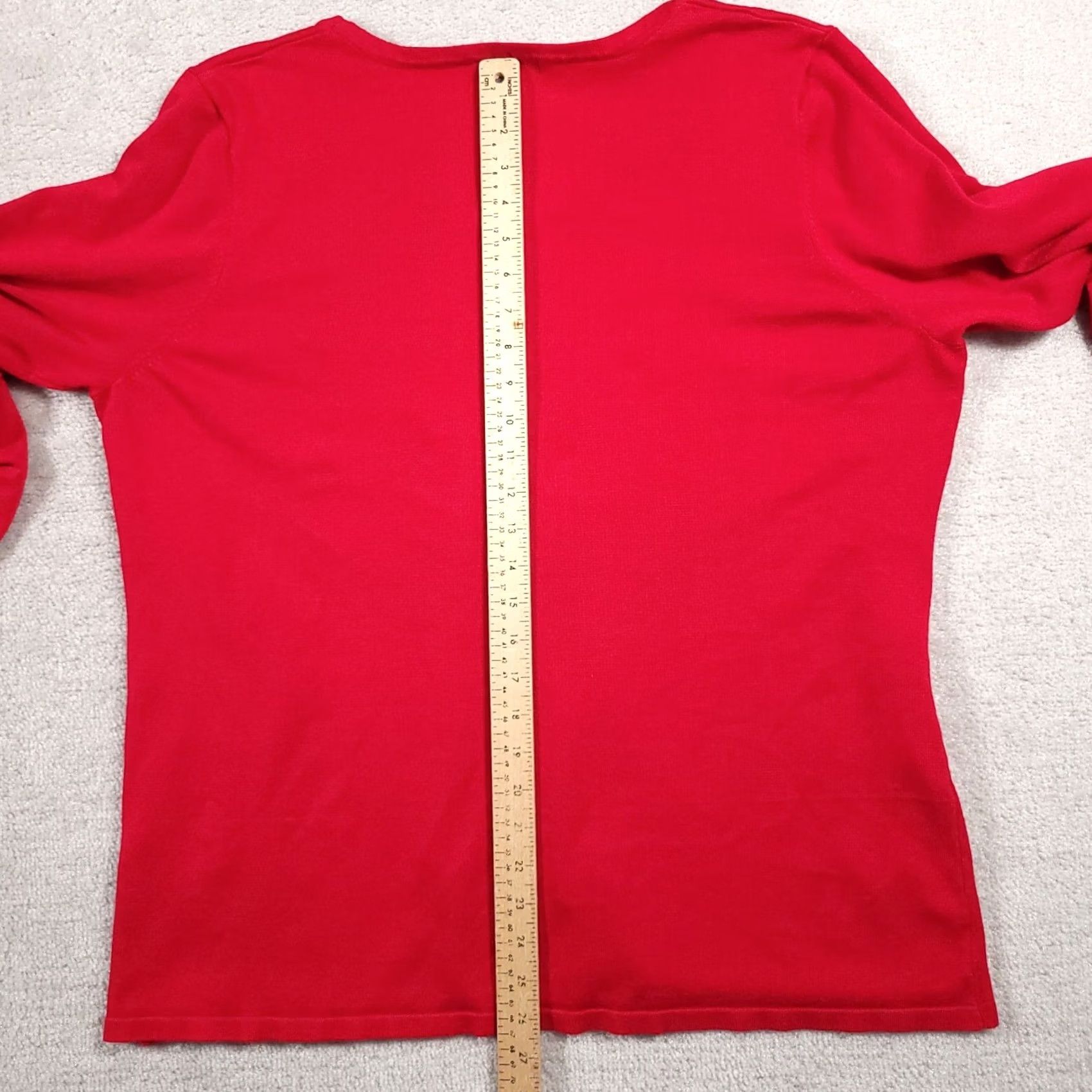 Vintage Notations Sweater Women's 3X Plus Red 3/4 Sleeve Ruched Knit Scoop Neck Size XXL / US 16-18 / IT 52-54 - 7 Thumbnail
