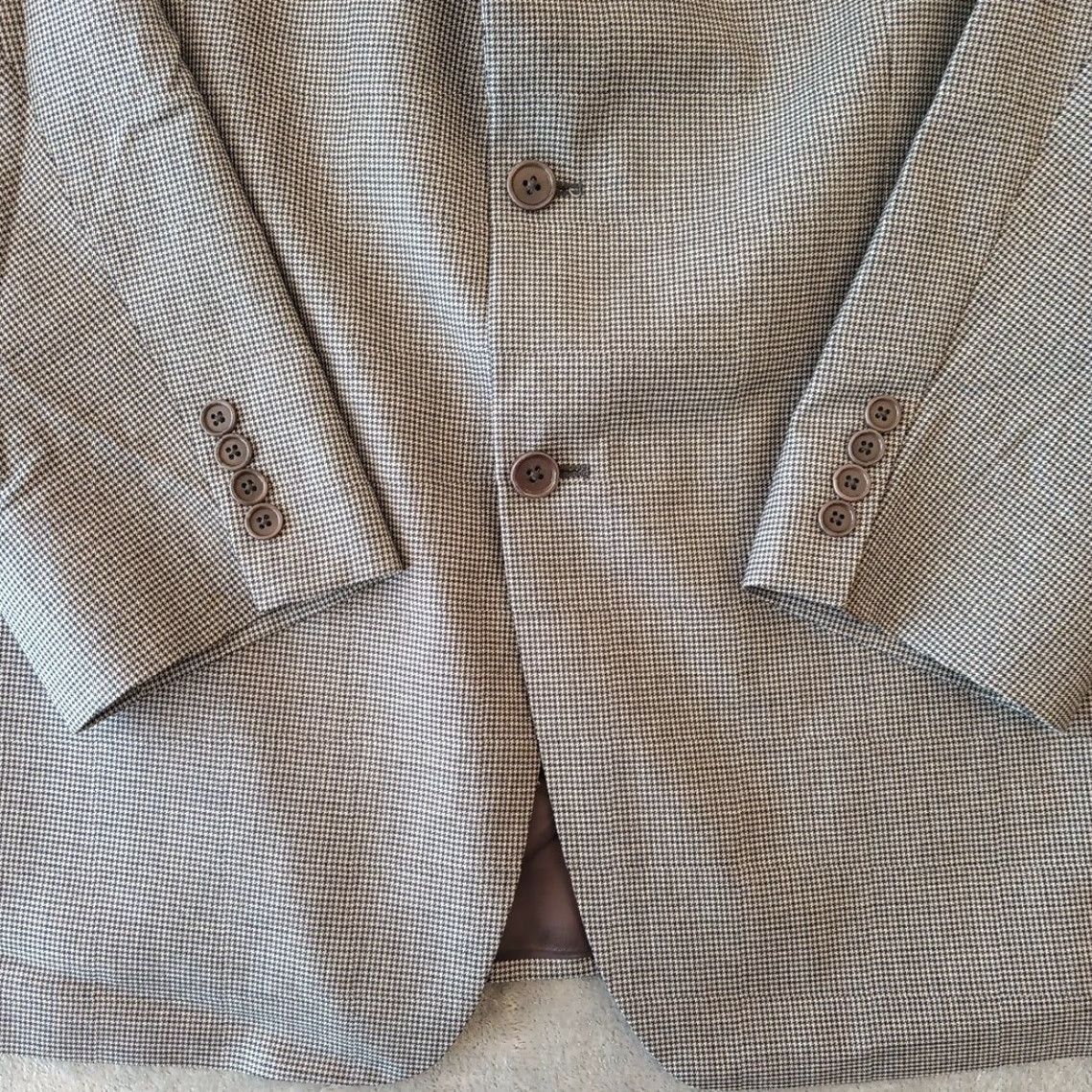 Brooks Brothers Brooks Brothers Blazer Mens 46 Long Gray Houndstooth Wool Two Button Single Vent Jacket Coat Notch Lapel 2 Piece Regular Mens Size 46R - 4 Thumbnail