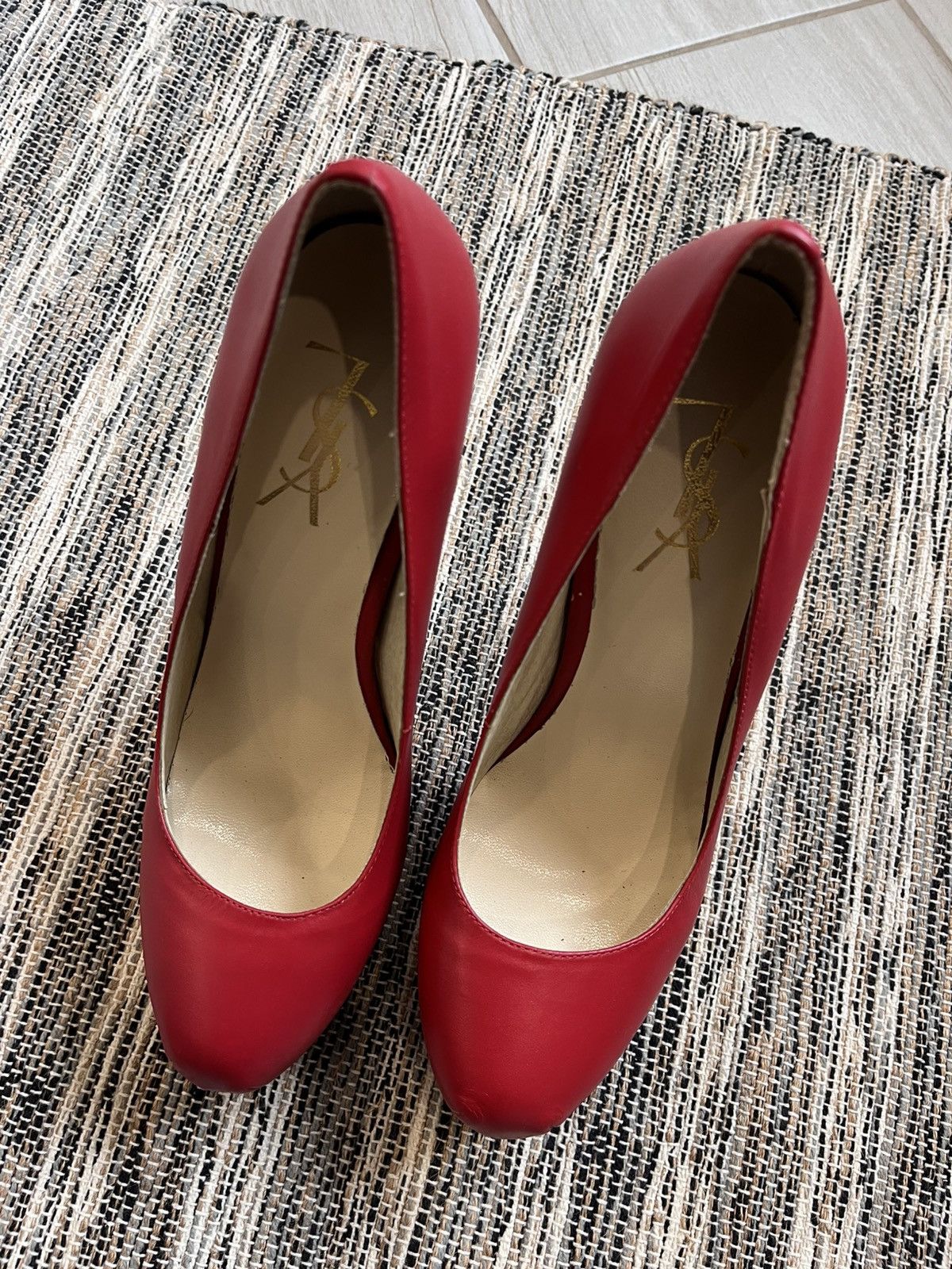 Vintage × Yves Saint Laurent Vintage Yves Saint Laurent high Heels Red Leather shoes Size US 9 / IT 39 - 10 Thumbnail
