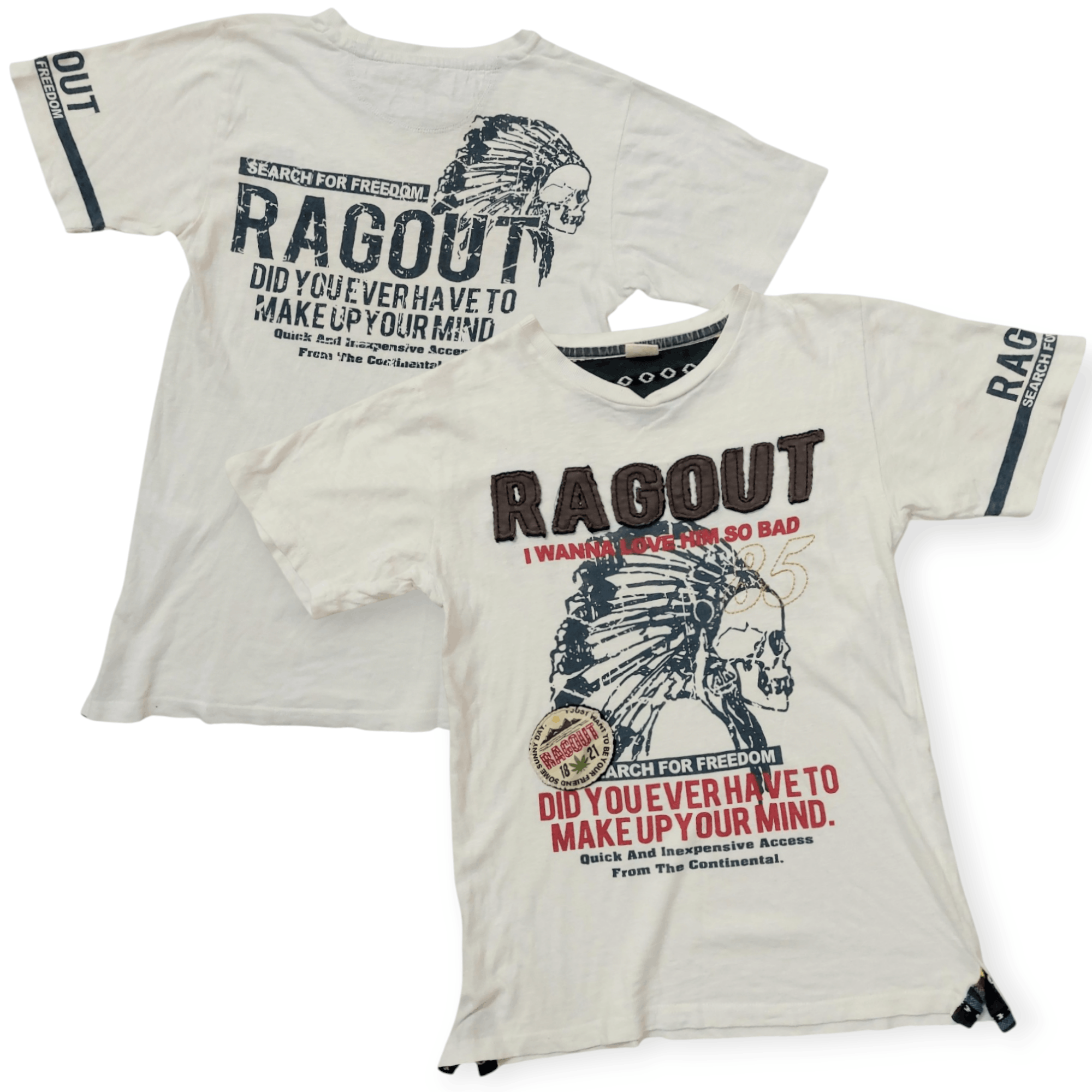 Vintage FYE 💥 Ragout Red Indian Skull T-Shirt Size US M / EU 48-50 / 2 - 2 Thumbnail