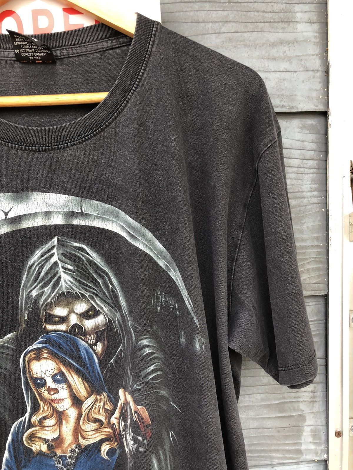 Japanese Brand 💥Vintage Y2K Beauty Sunfaded Wild Grim Reaper Tshirt Size US XL / EU 56 / 4 - 7 Thumbnail