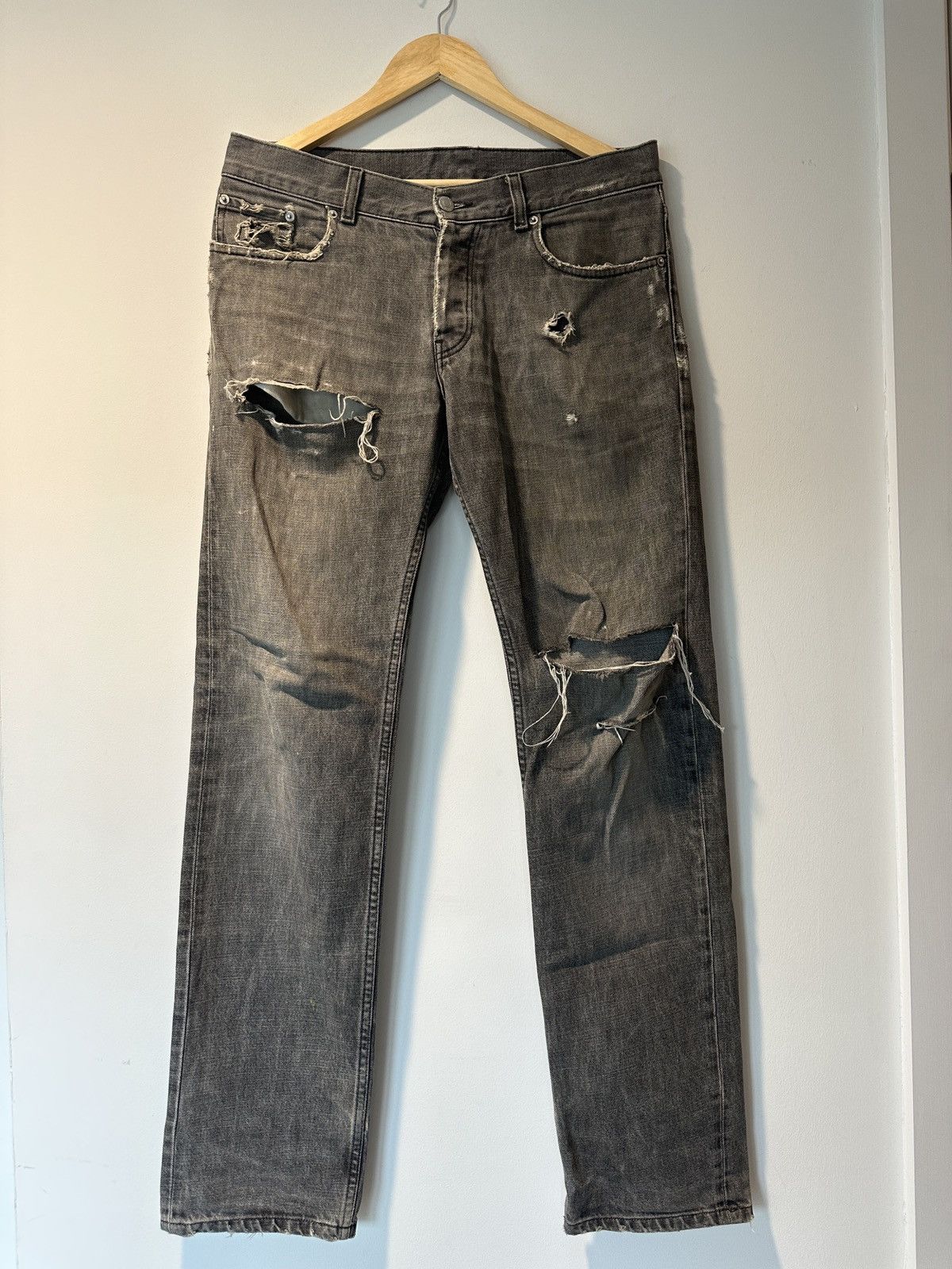 Helmut lang Faded black denim low waist contour fit