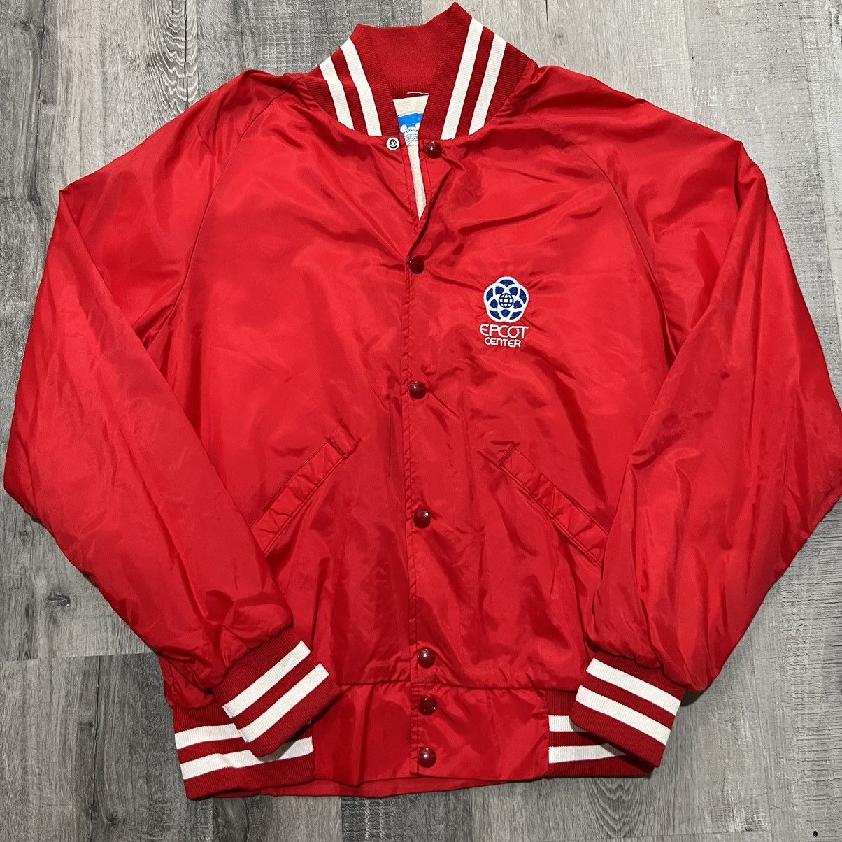 Disney × Vintage Vtg 80s Disney Epcot Center Disneyland Red Bomber Jacket Size US M / EU 48-50 / 2 - 1 Thumbnail