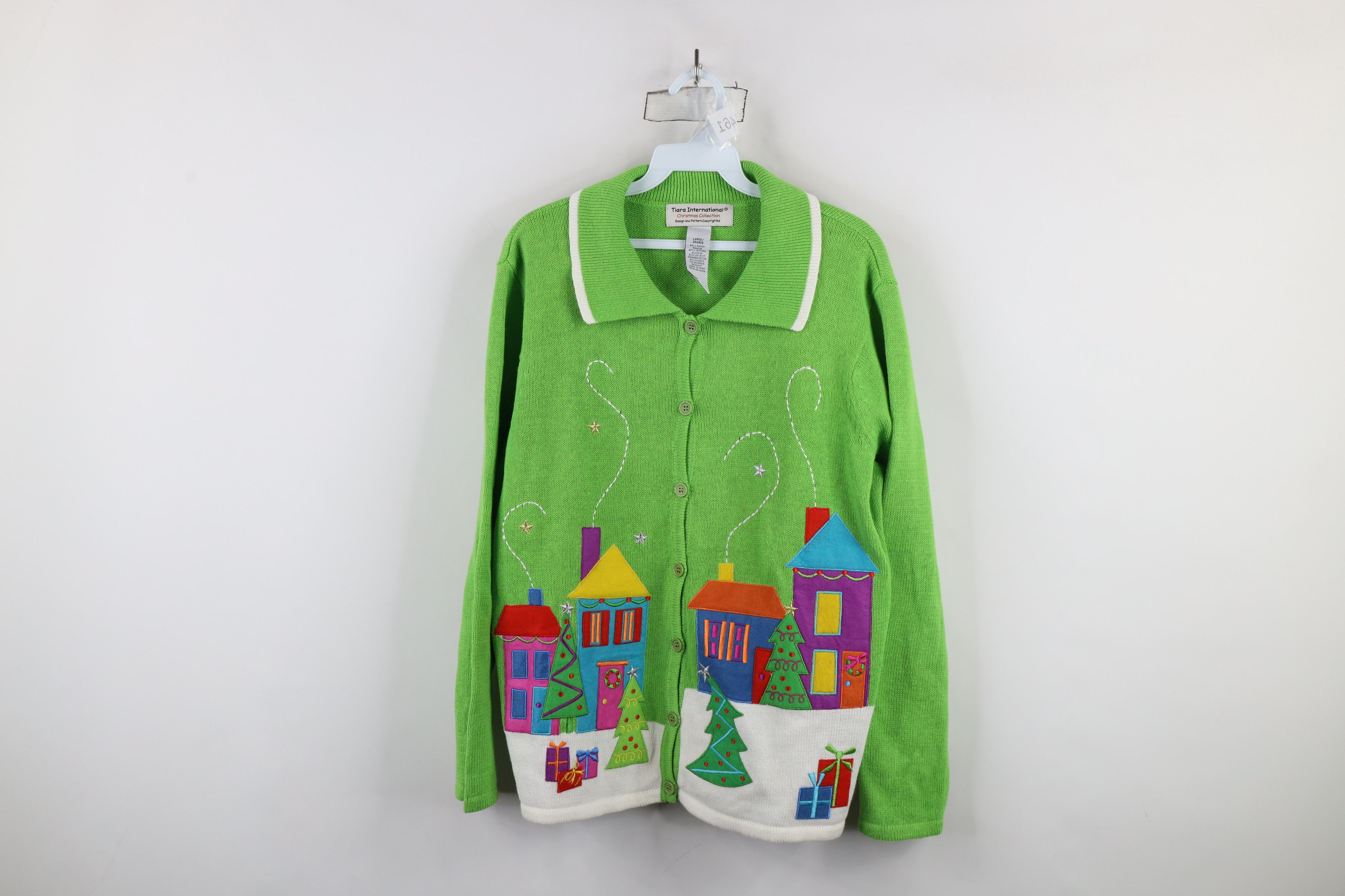 Vintage Vintage 90s Streetwear Town Winter Knit Cardigan Sweater Size L / US 10 / IT 46 - 1 Thumbnail