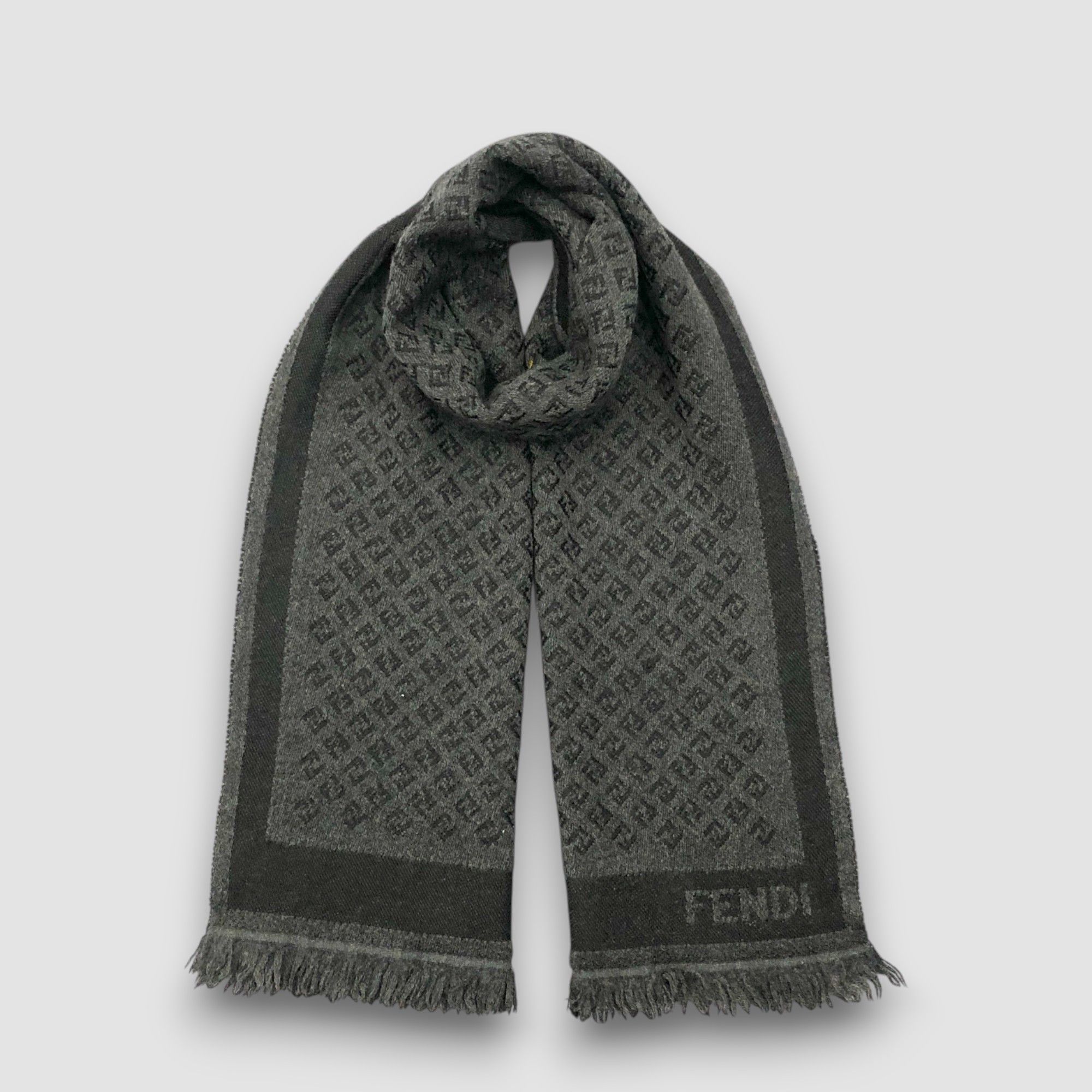 Fendi Vintage Fendi Scarf Muffler Wool FF Zucca Monogram Scarves Size ONE SIZE - 1 Thumbnail