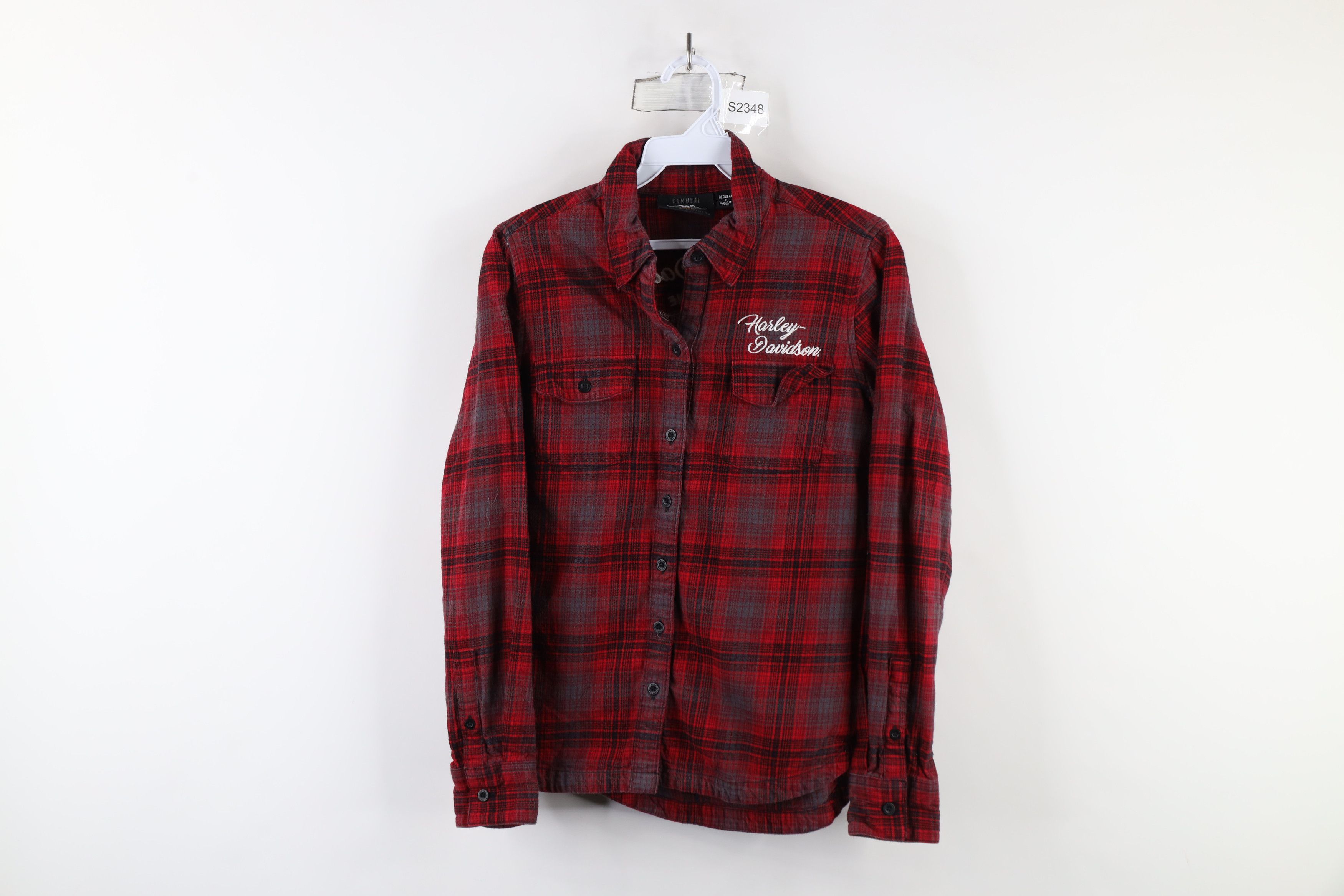 Harley Davidson × Vintage Vintage Harley Davidson Spell Out Flannel Button Shirt Plaid Size S / US 4 / IT 40 - 1 Thumbnail