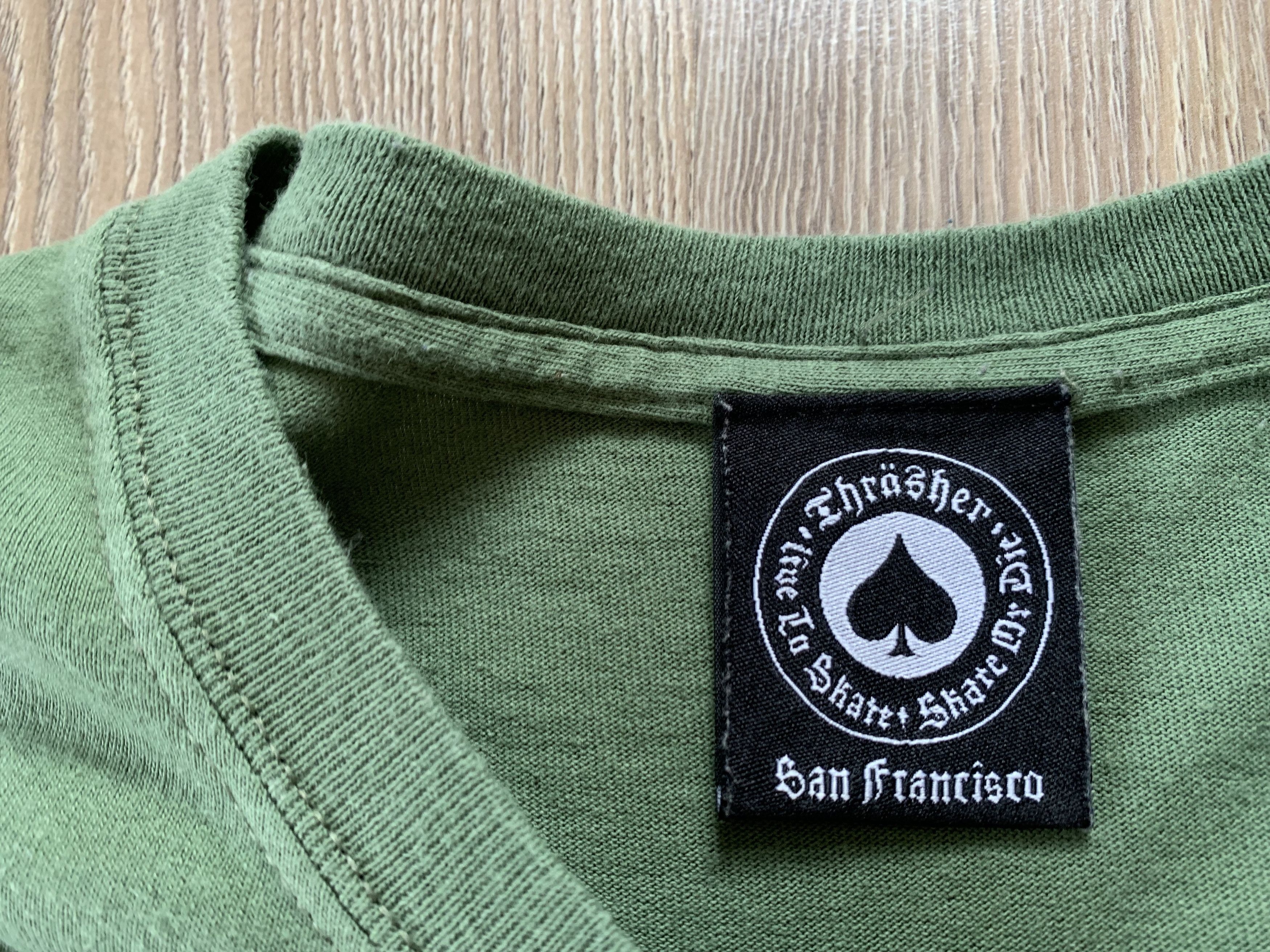 Thrasher × Vintage × Welcome Skateboards Vintage Thrasher Khaki Center Logo T-shirt Size US XL / EU 56 / 4 - 6 Thumbnail
