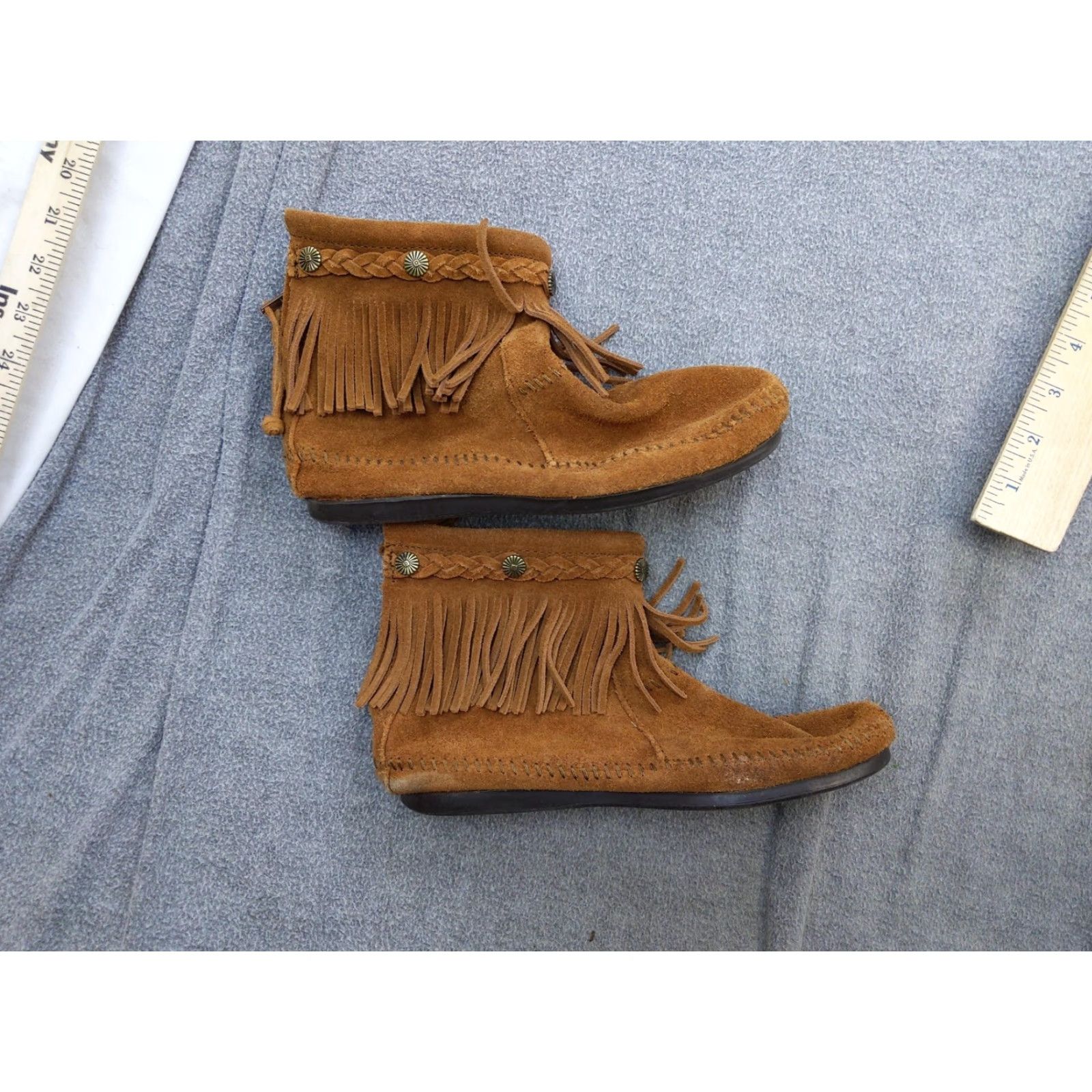 Minnetonka Minnetonka Womens Boots 7.5 Brown Suede Fringe Ankle Zip Booties 292 Size US 8 / IT 38 - 6 Thumbnail