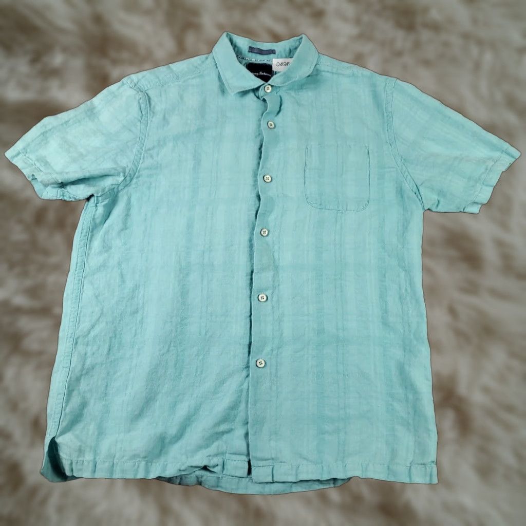 Tommy Bahama Tommy Bahama Shirt Mens Large Blue Linen Blend Hawaiian Button Up Short Sleeve Size US L / EU 52-54 / 3 - 1 Thumbnail