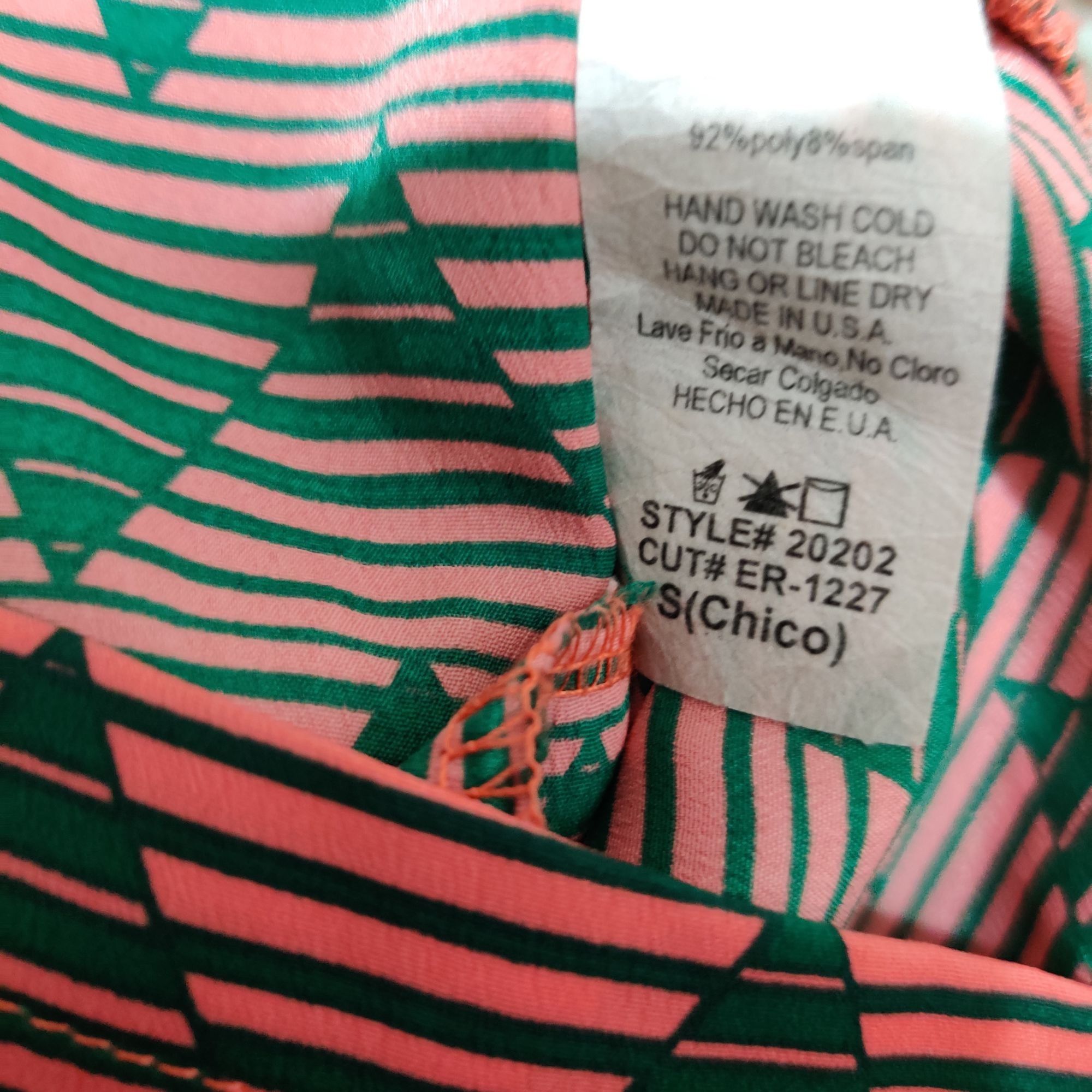 Other Emma Rose S Coral Green Chevron Tie Back Dress Boho Retro Bl Size S / US 4 / IT 40 - 7 Thumbnail