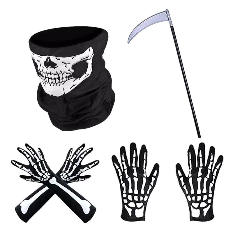 Other Unisex Adult Skeleton Skull Full Finger Halloween Gloves Size ONE SIZE - 1 Thumbnail