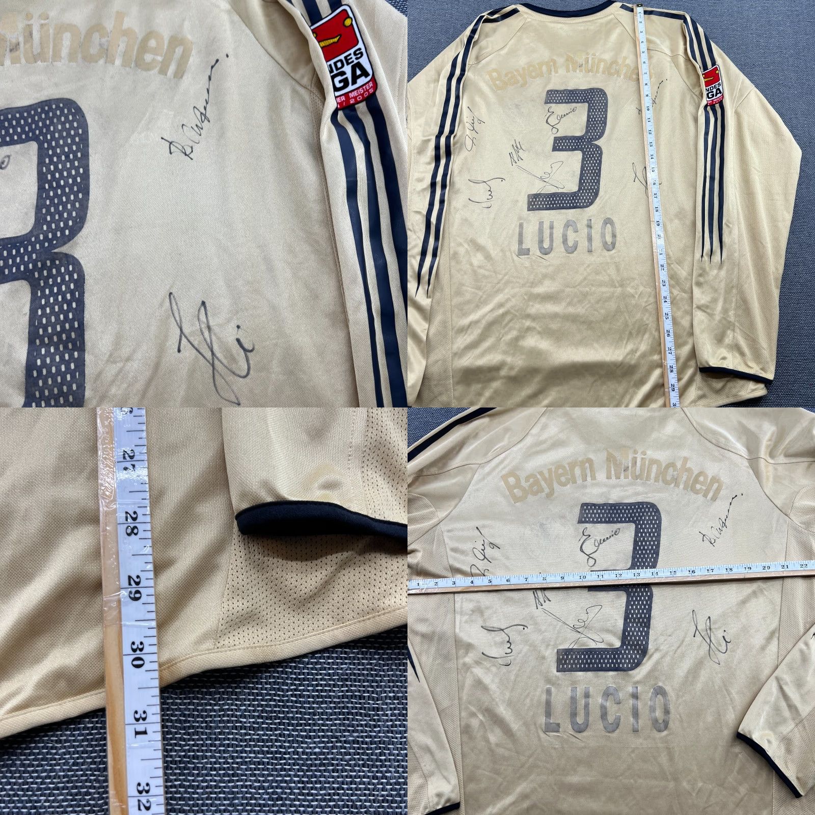 Adidas VINTAGE adidas Bayern Munich 2004 2005 Away Lucio Football Jersey Mens XL Long Sleeve Gold Polo/Prayer? Size US XL / EU 56 / 4 - 11 Thumbnail